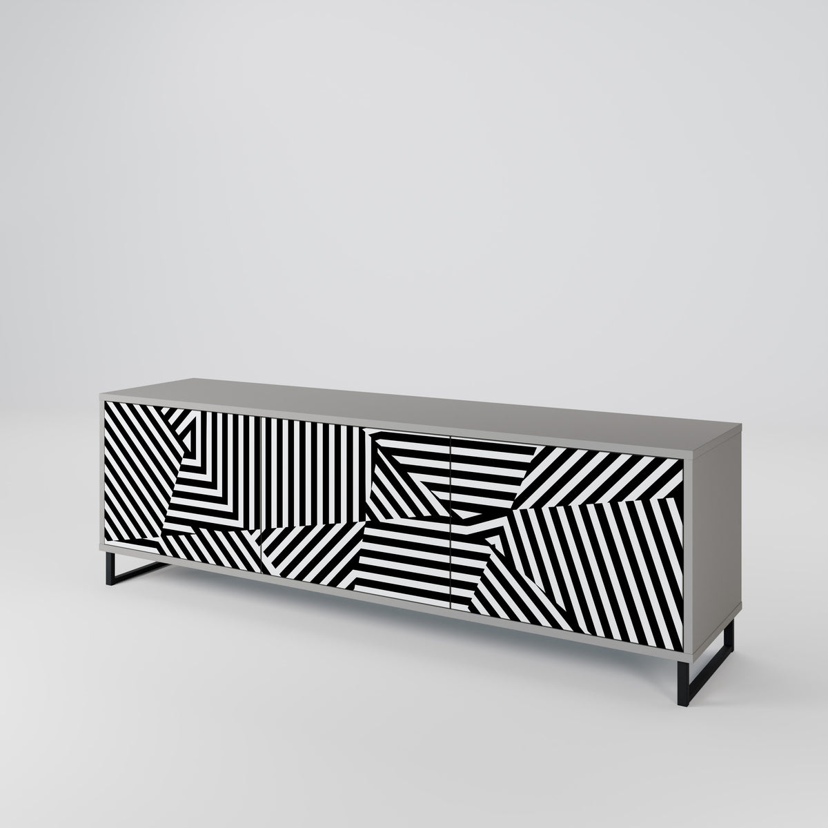ILLUSIONARY LATTICE Třídveřový TV stolek