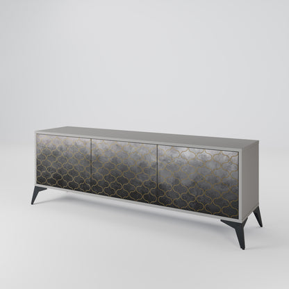 TESSELATED GRAYISH 3-Door TV Cabinet