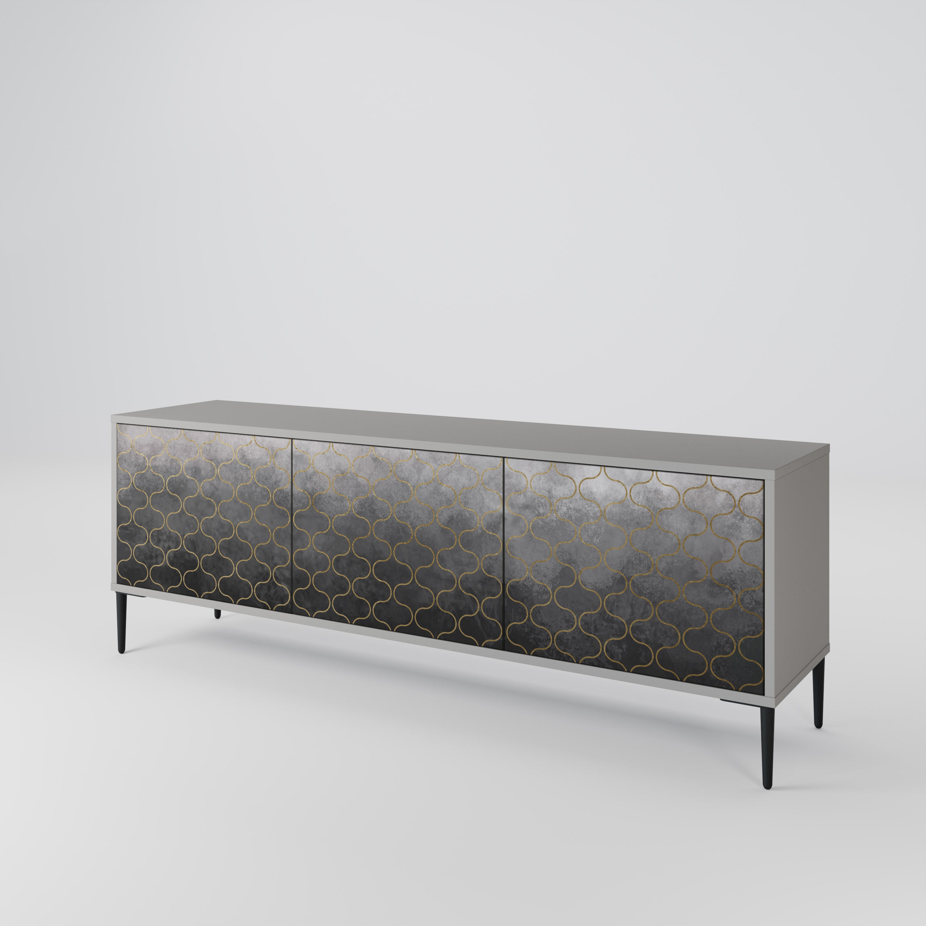 TESSELATED GRAYISH 3-Door TV Cabinet