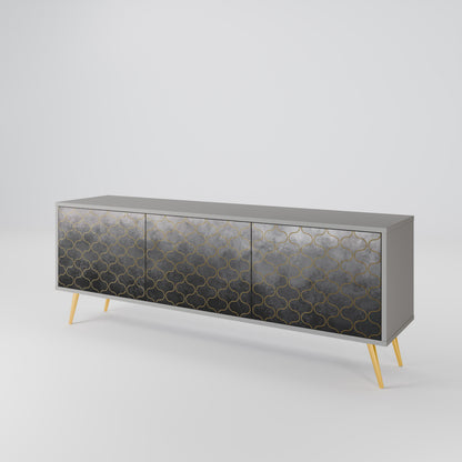 TESSELATED GRAYISH 3-Door TV Cabinet