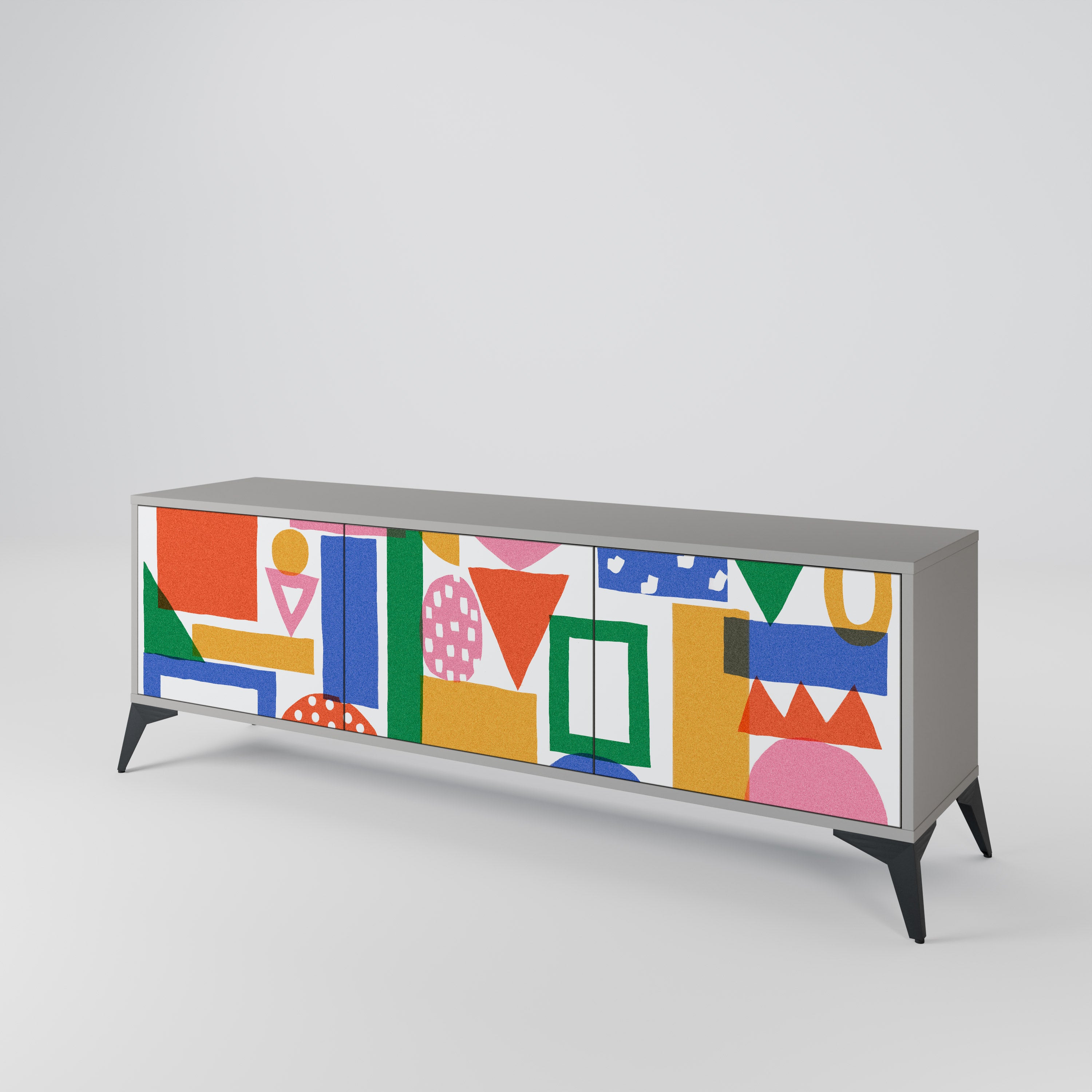 GEOMETRIC GLIMMER TV-bänk med 3 dörrar