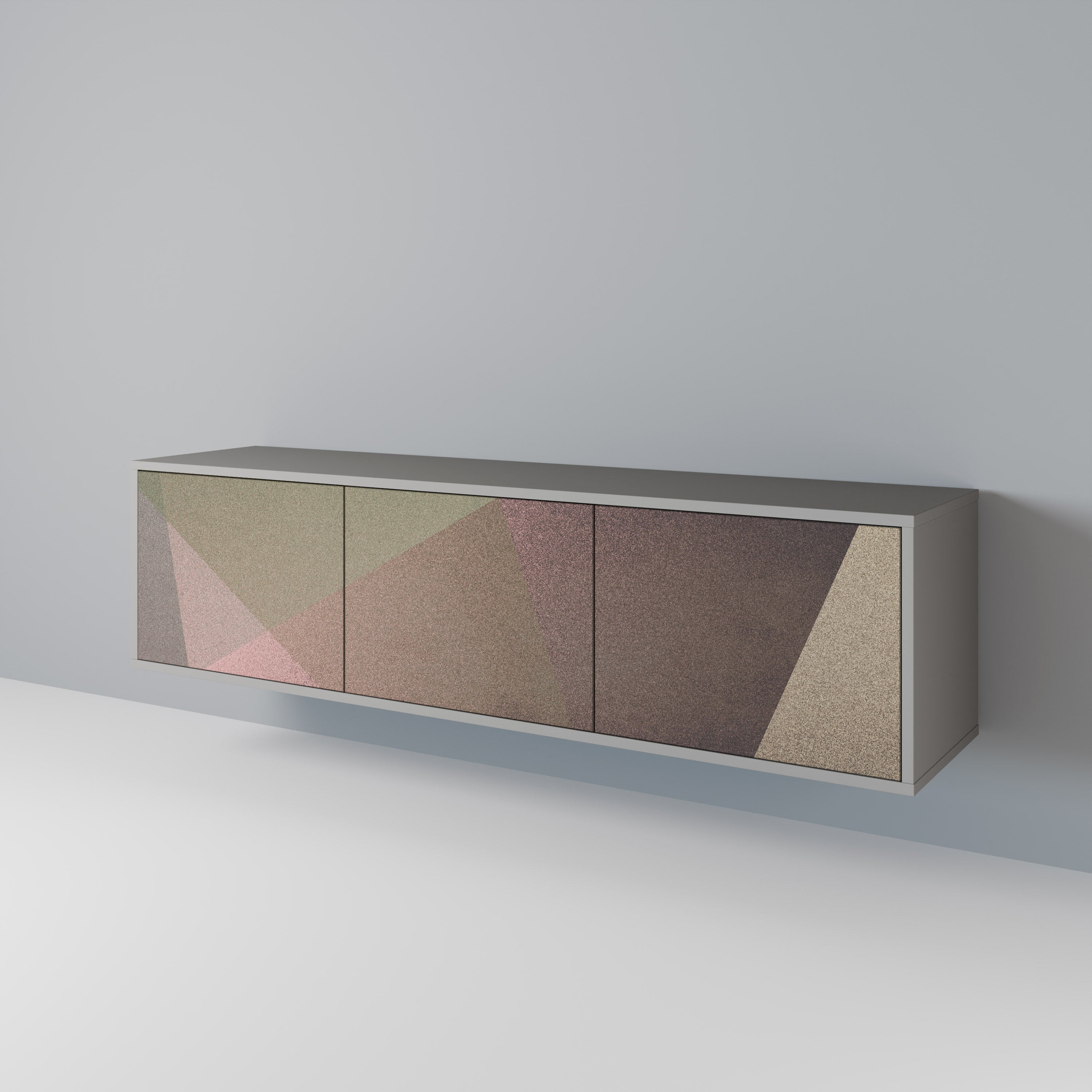BEIGE GEOMETRY TV-bänk med 3 dörrar
