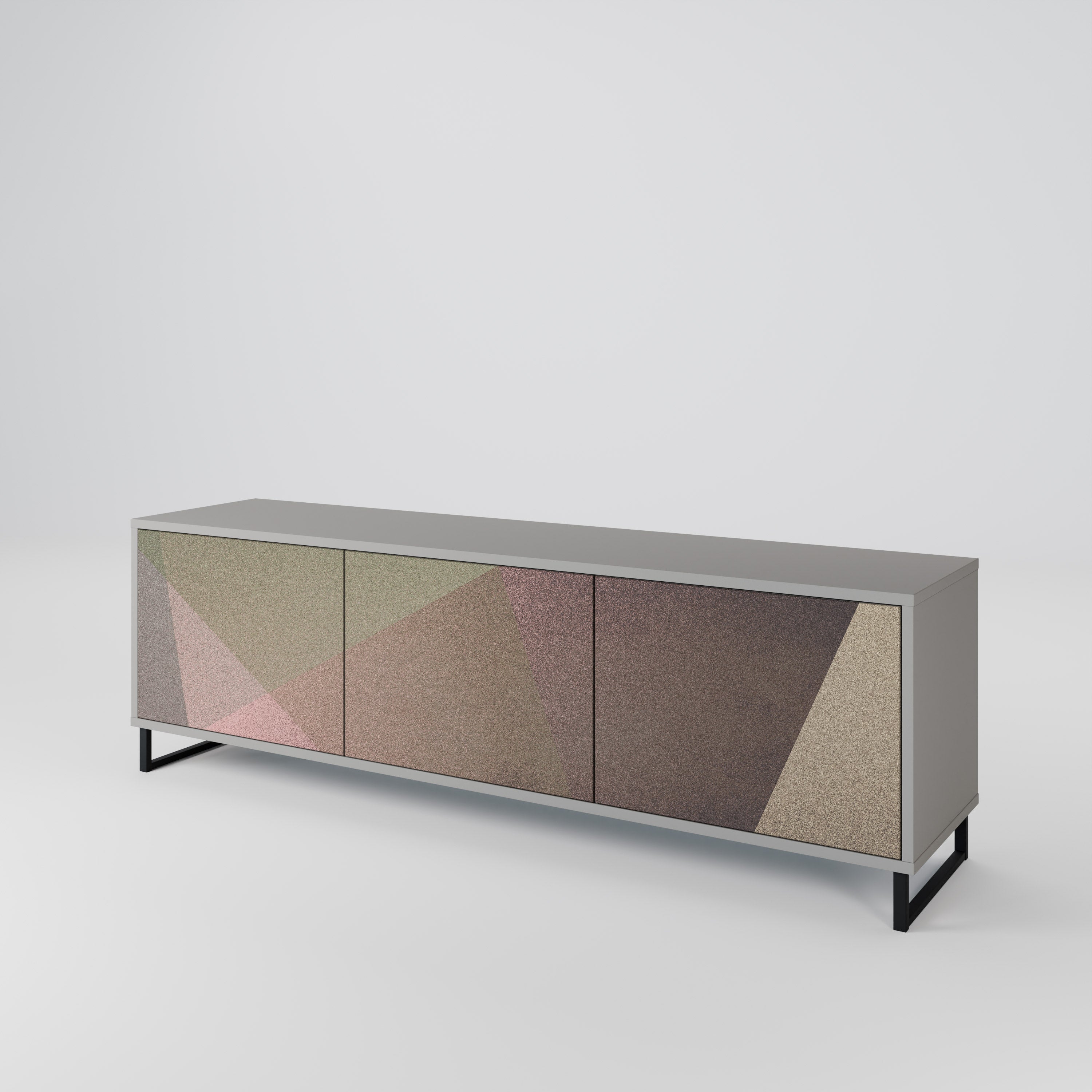 BEIGE GEOMETRY TV-bänk med 3 dörrar