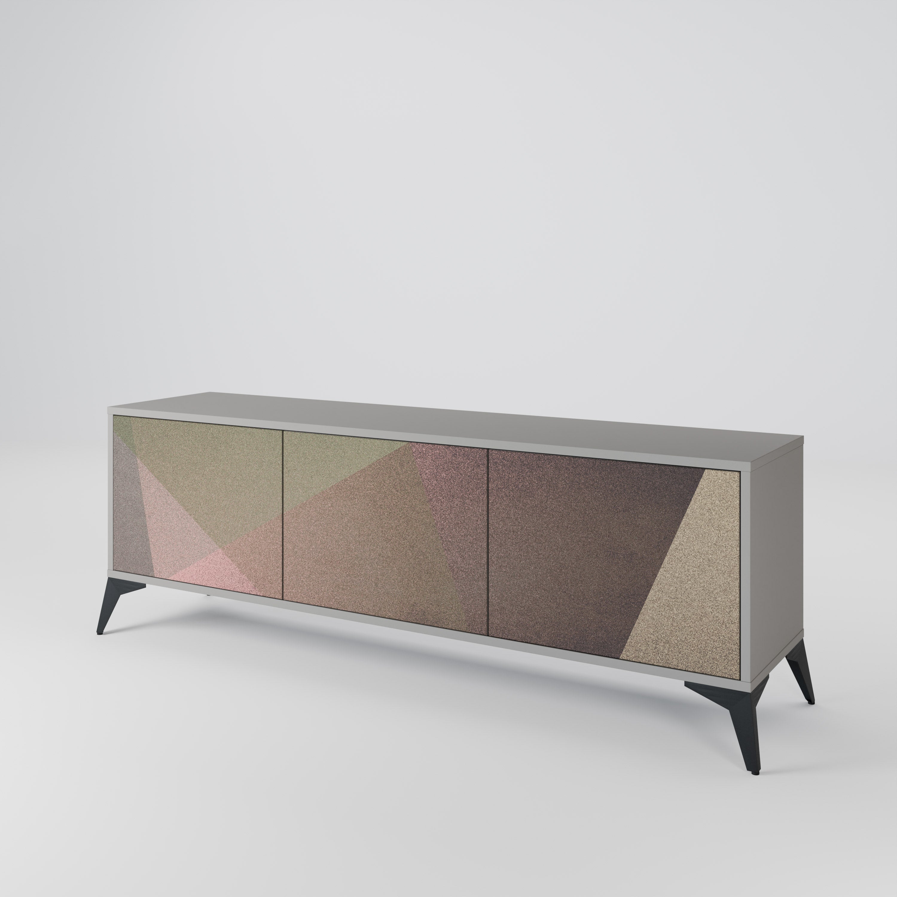 BEIGE GEOMETRY TV-bänk med 3 dörrar