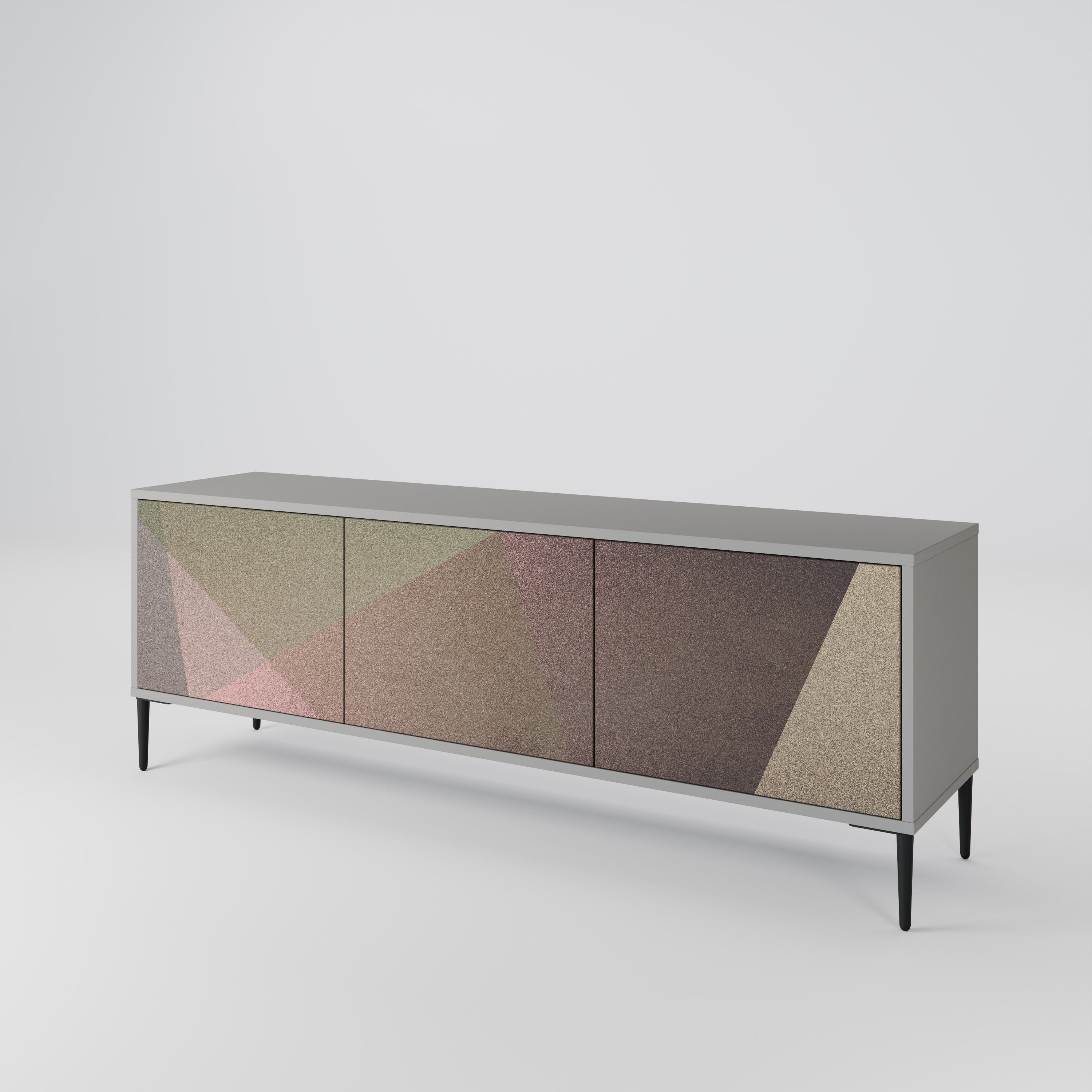 BEIGE GEOMETRY TV-bänk med 3 dörrar