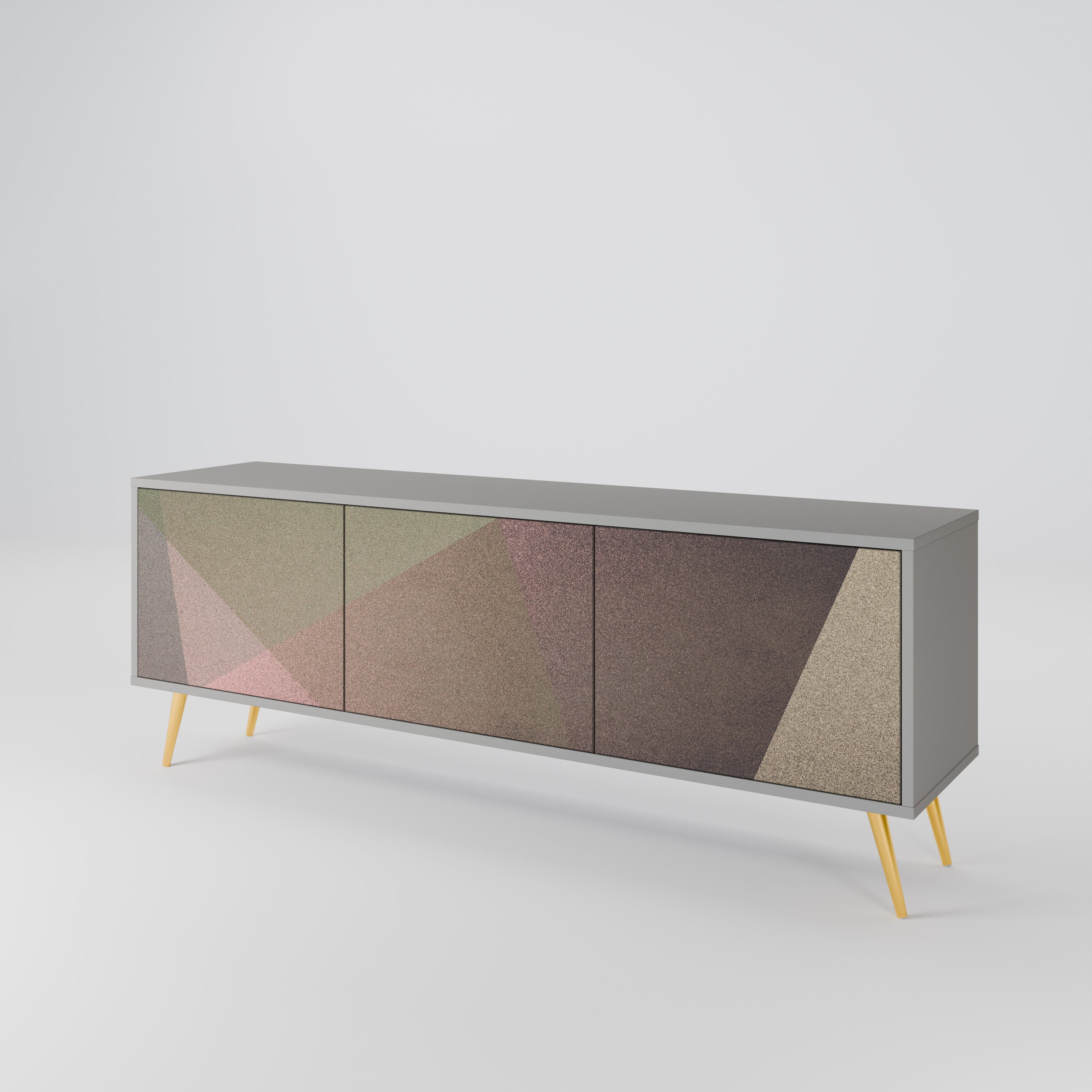BEIGE GEOMETRY TV-bänk med 3 dörrar