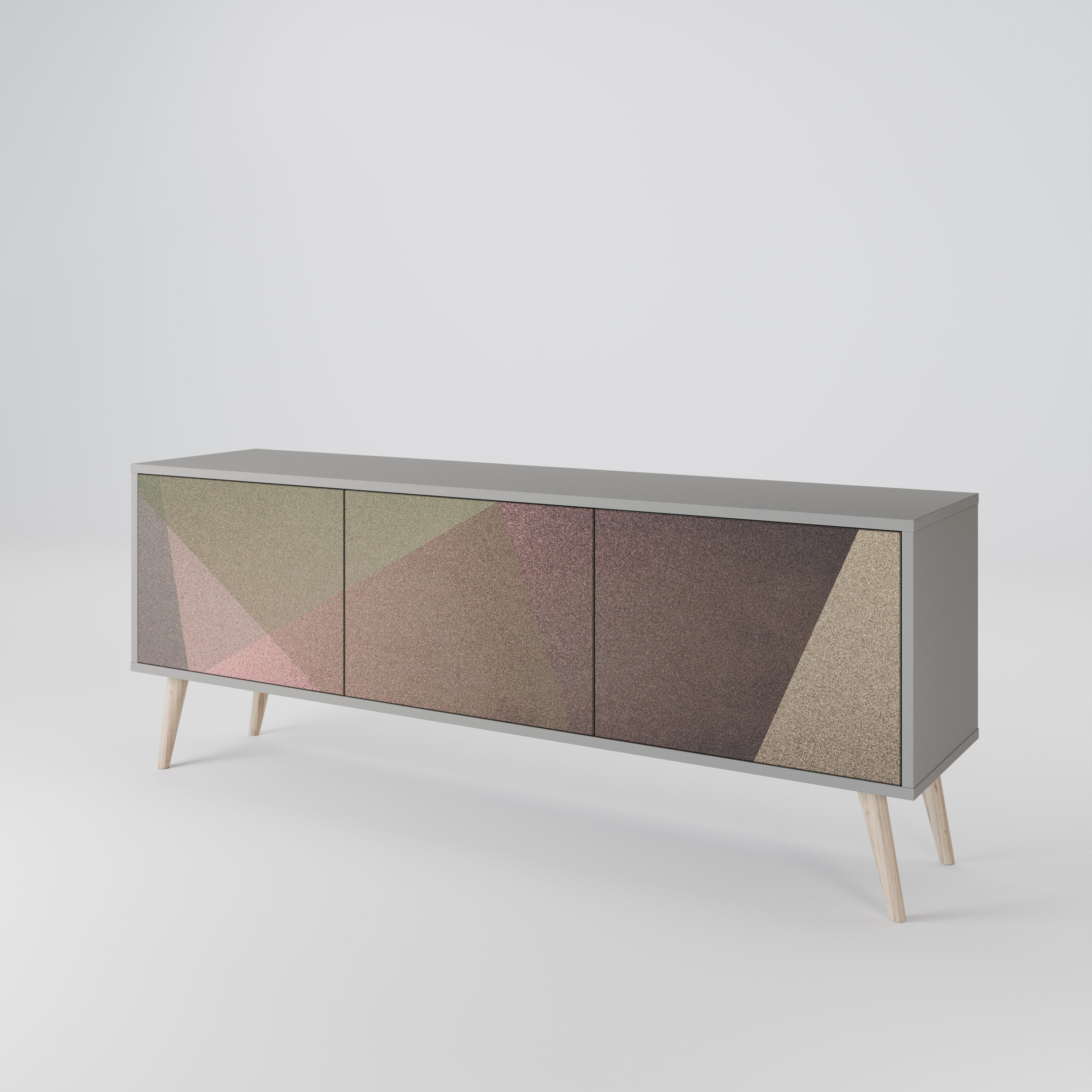 BEIGE GEOMETRY TV-bänk med 3 dörrar