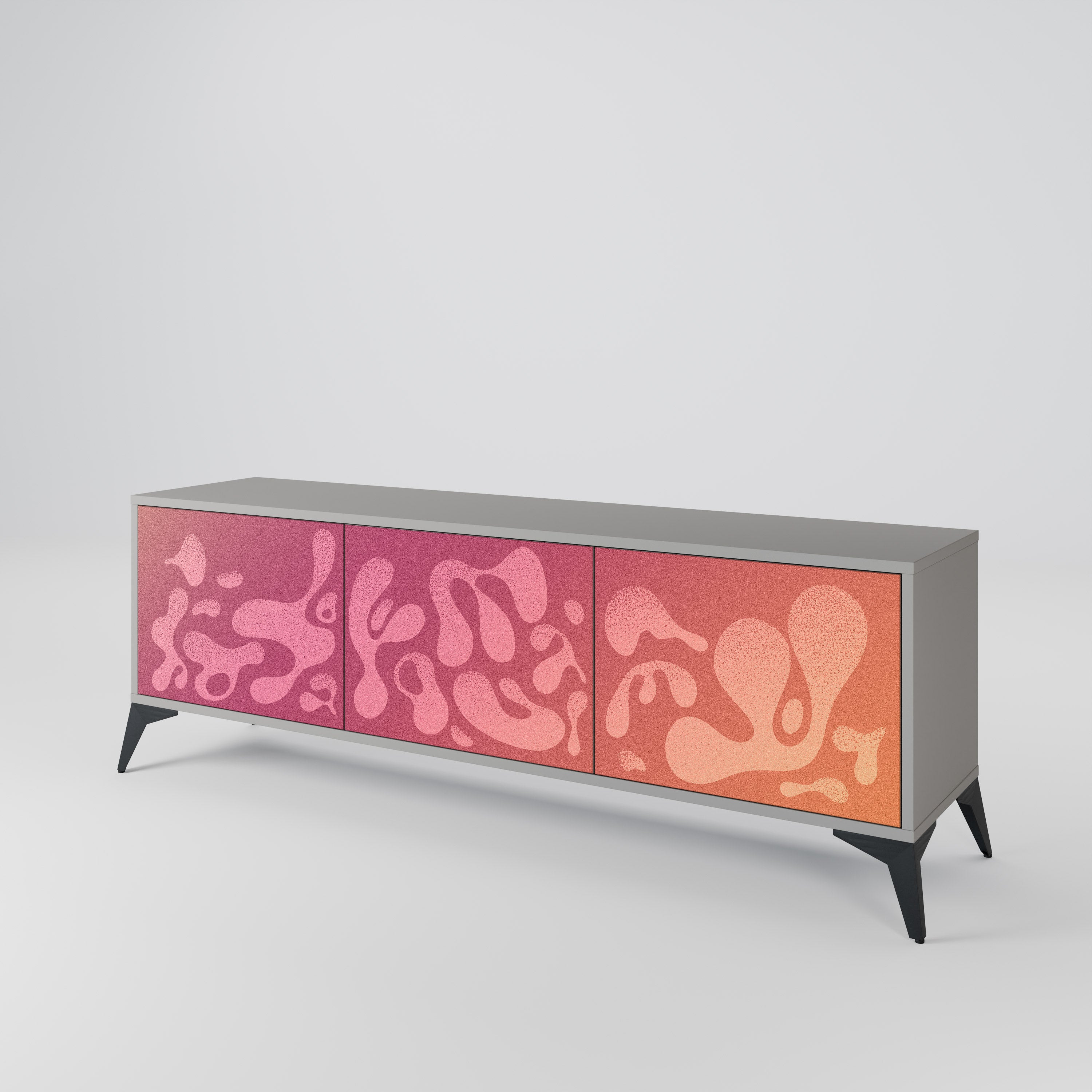 IRREGULAR PINK TV-bänk med 3 dörrar