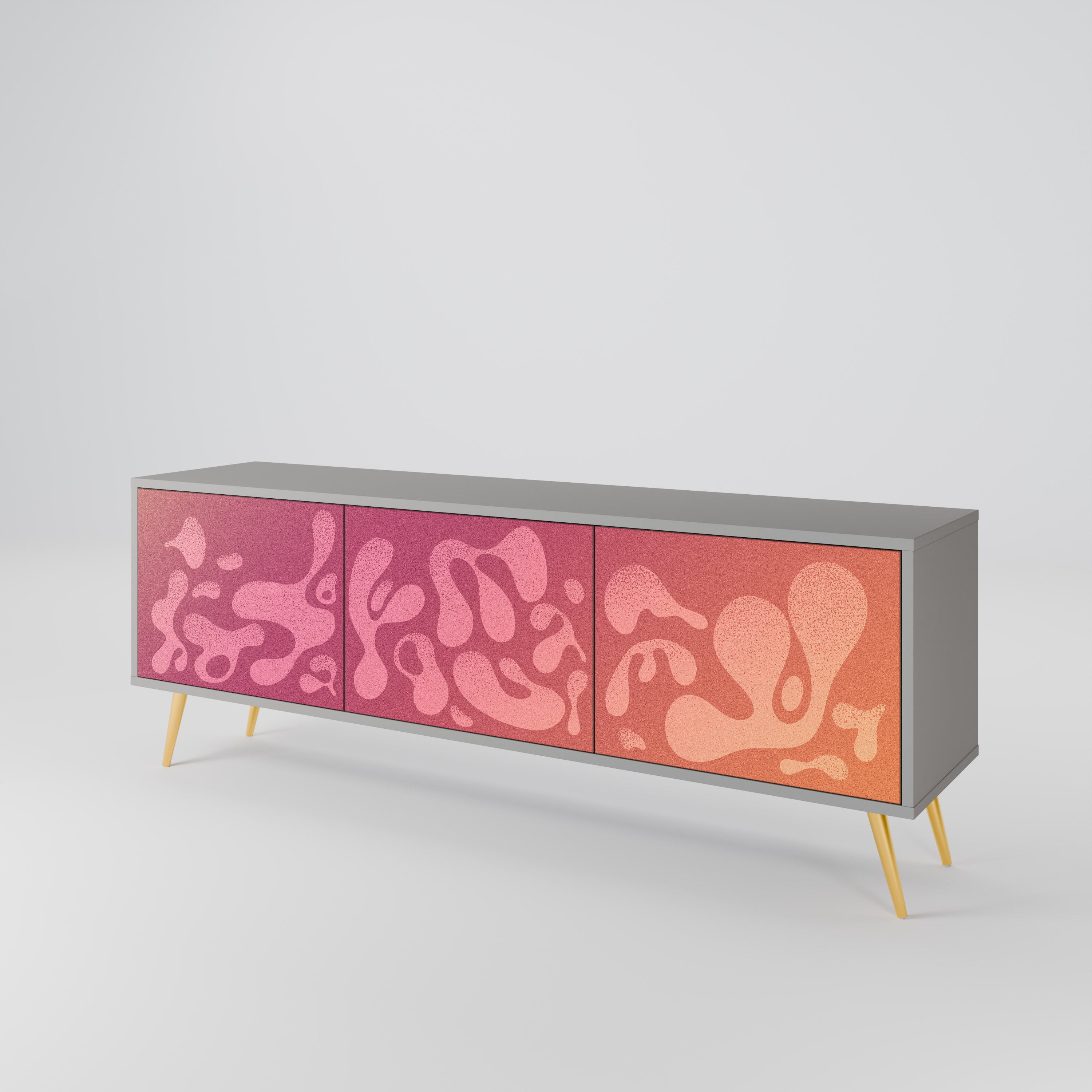 IRREGULAR PINK TV-bänk med 3 dörrar