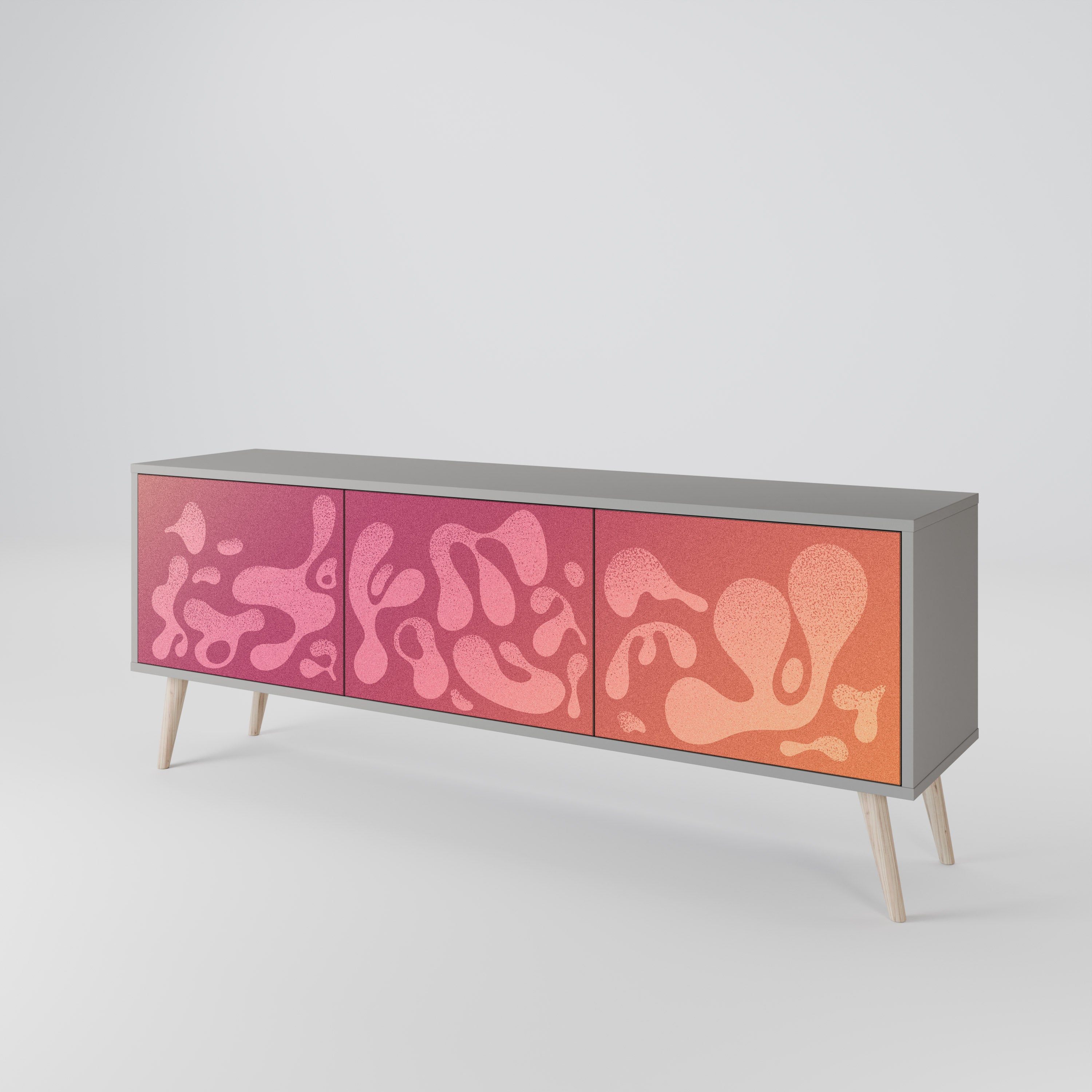 IRREGULAR PINK TV-bänk med 3 dörrar