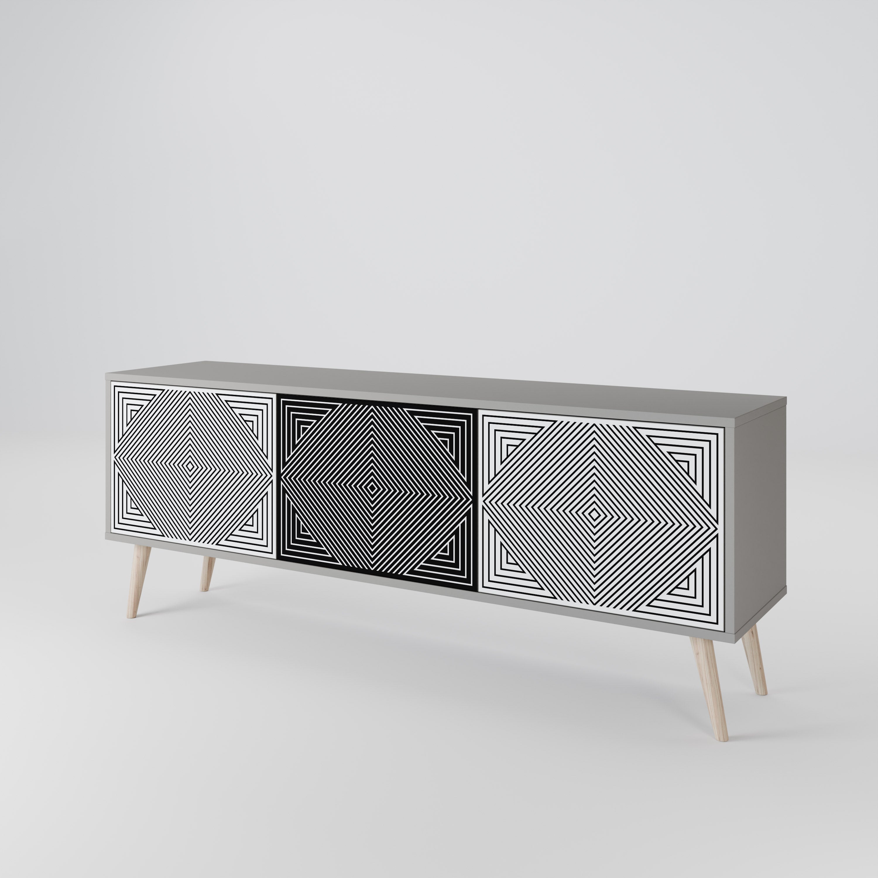 POLYGON ILLUSION TV-bänk med 3 dörrar