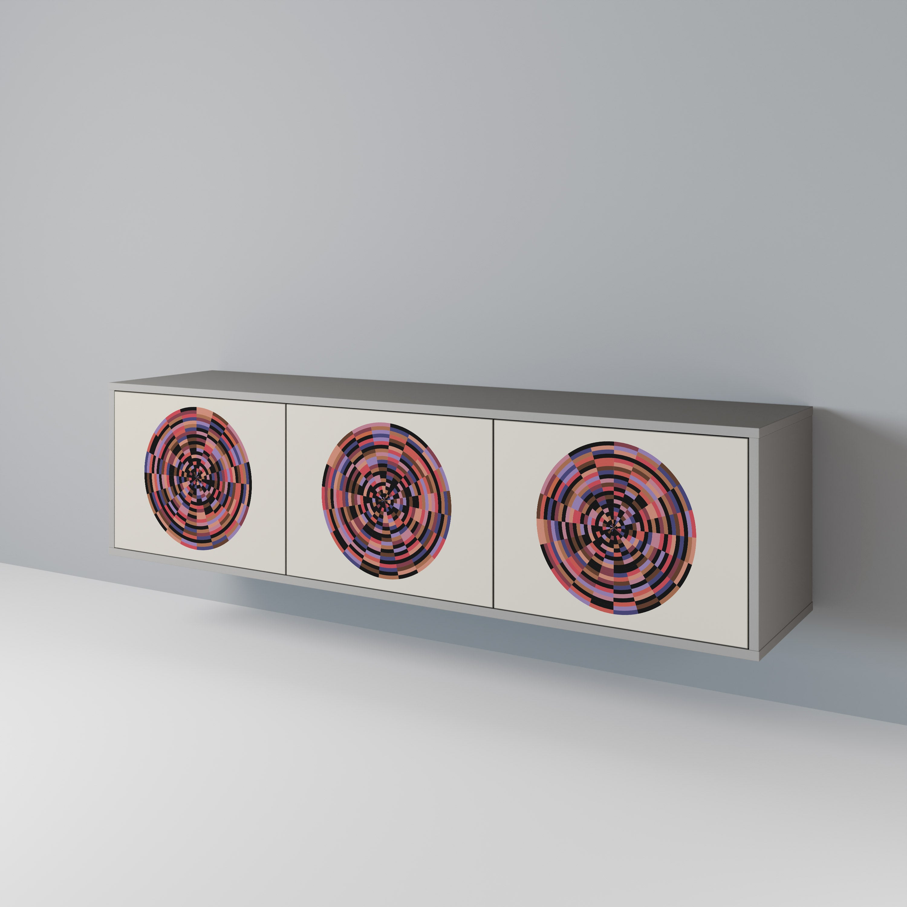 BROWN CIRCLES TV-bänk med 3 dörrar
