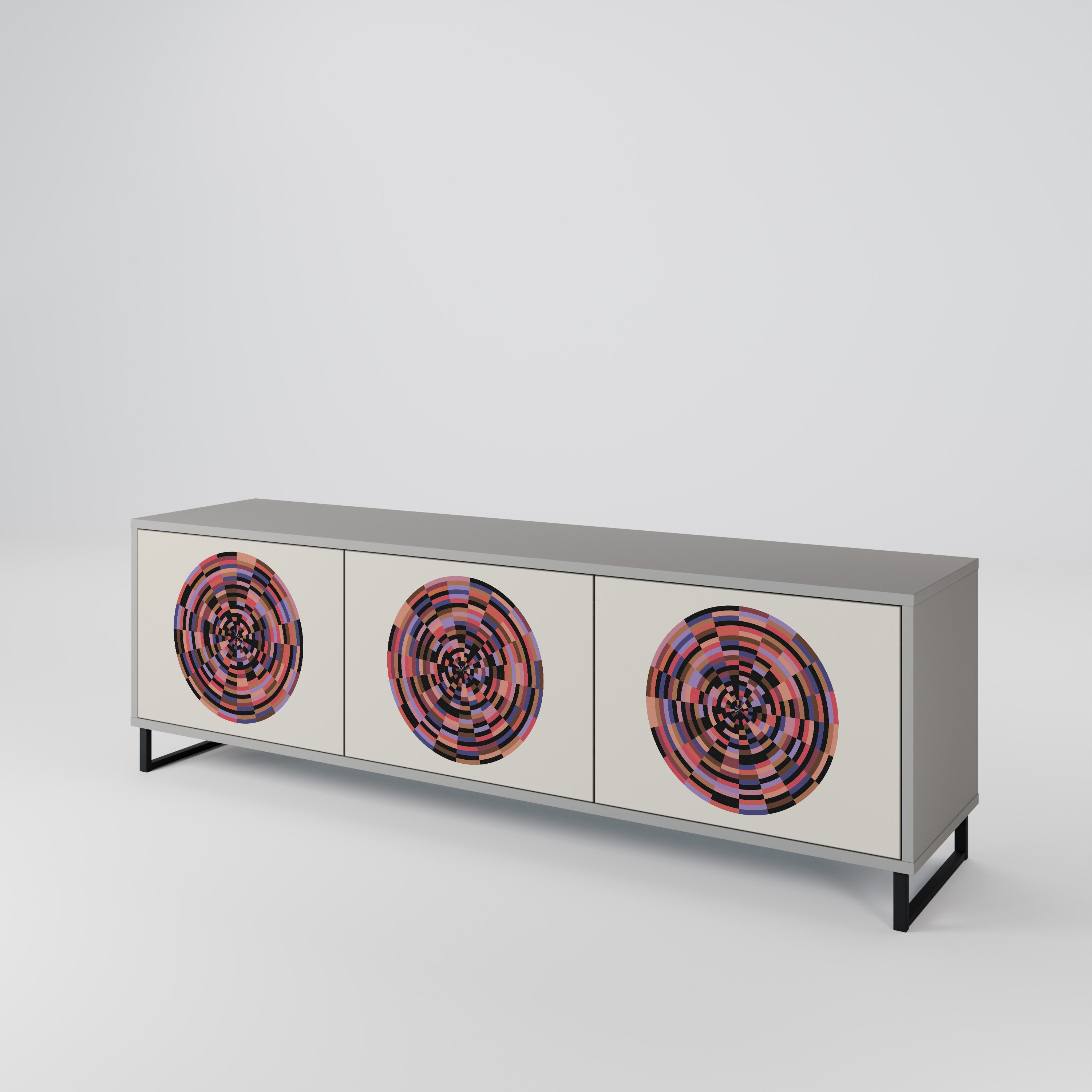 BROWN CIRCLES TV-bänk med 3 dörrar