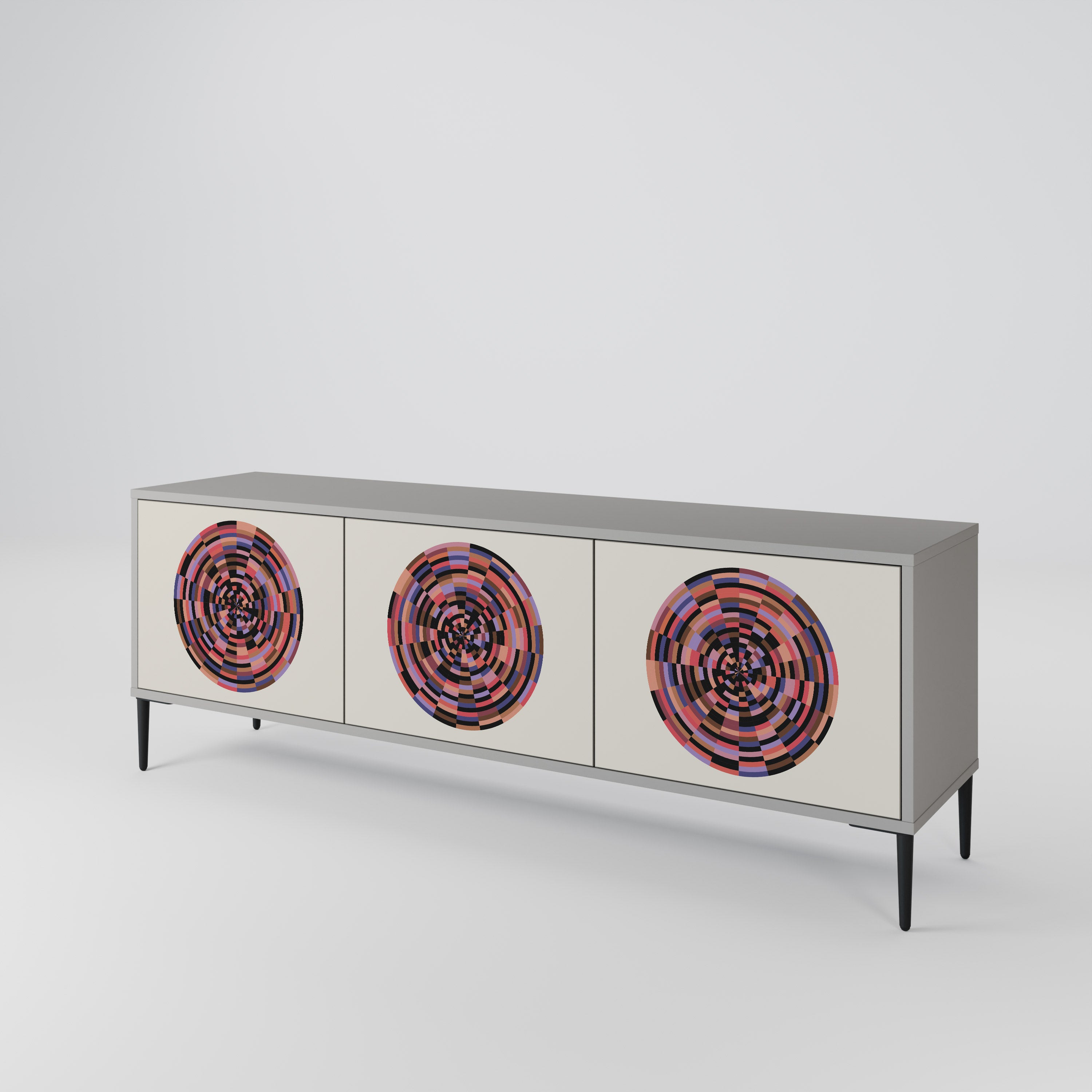 BROWN CIRCLES TV-bänk med 3 dörrar