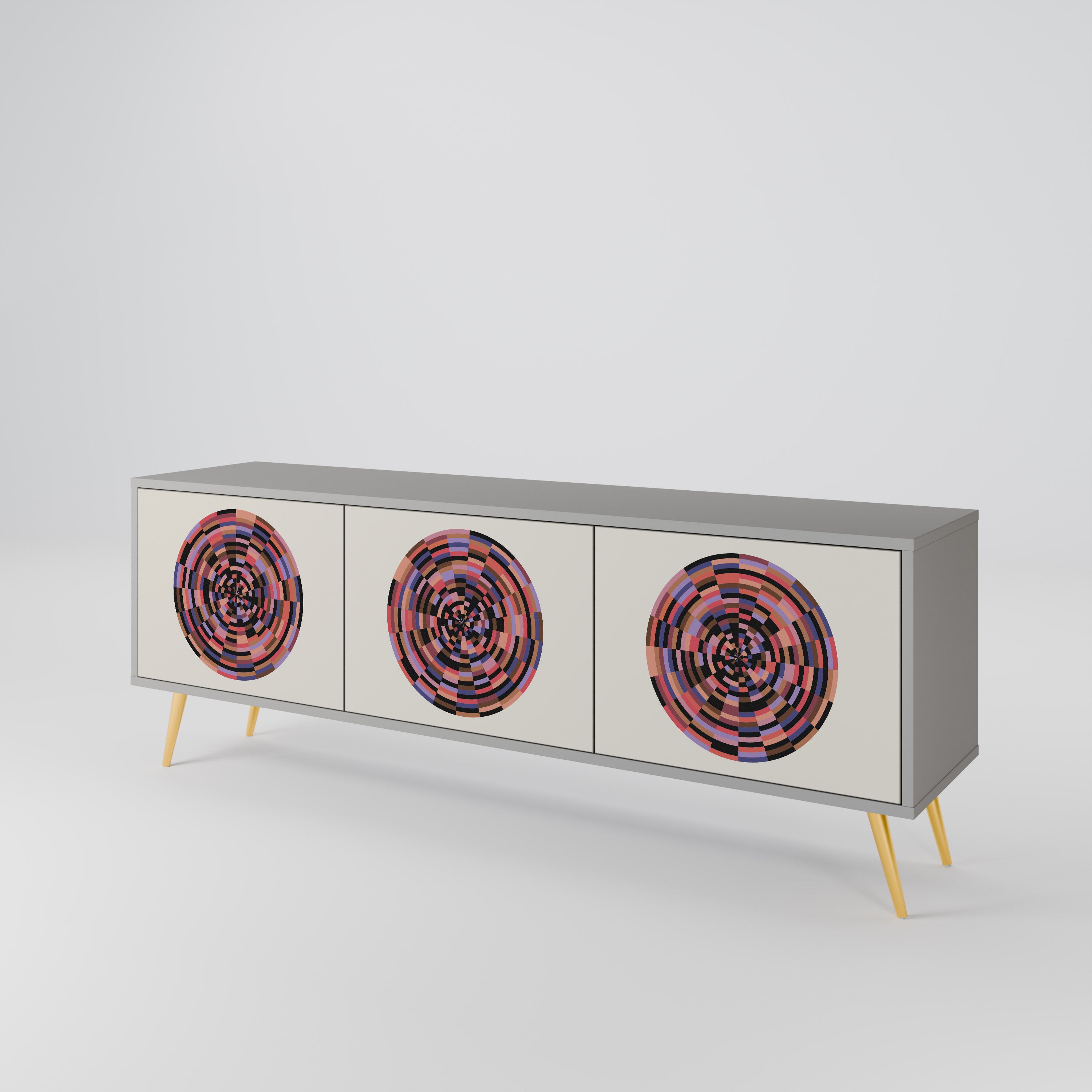 BROWN CIRCLES TV-bänk med 3 dörrar