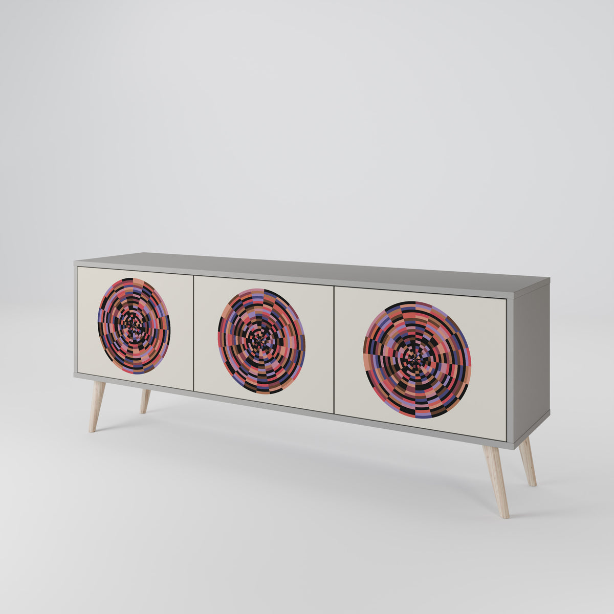BROWN CIRCLES 3-Door TV Cabinet