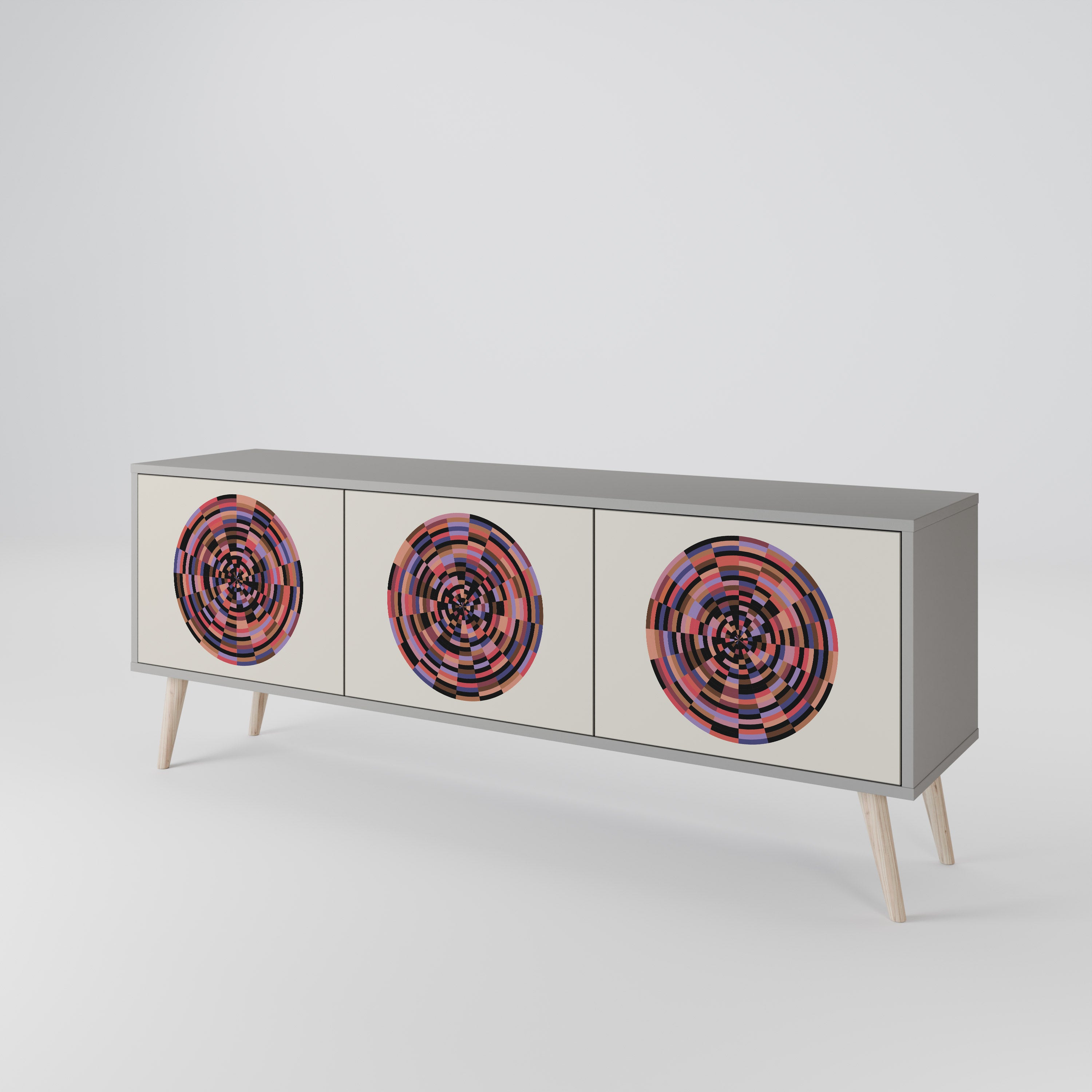 BROWN CIRCLES TV-bänk med 3 dörrar
