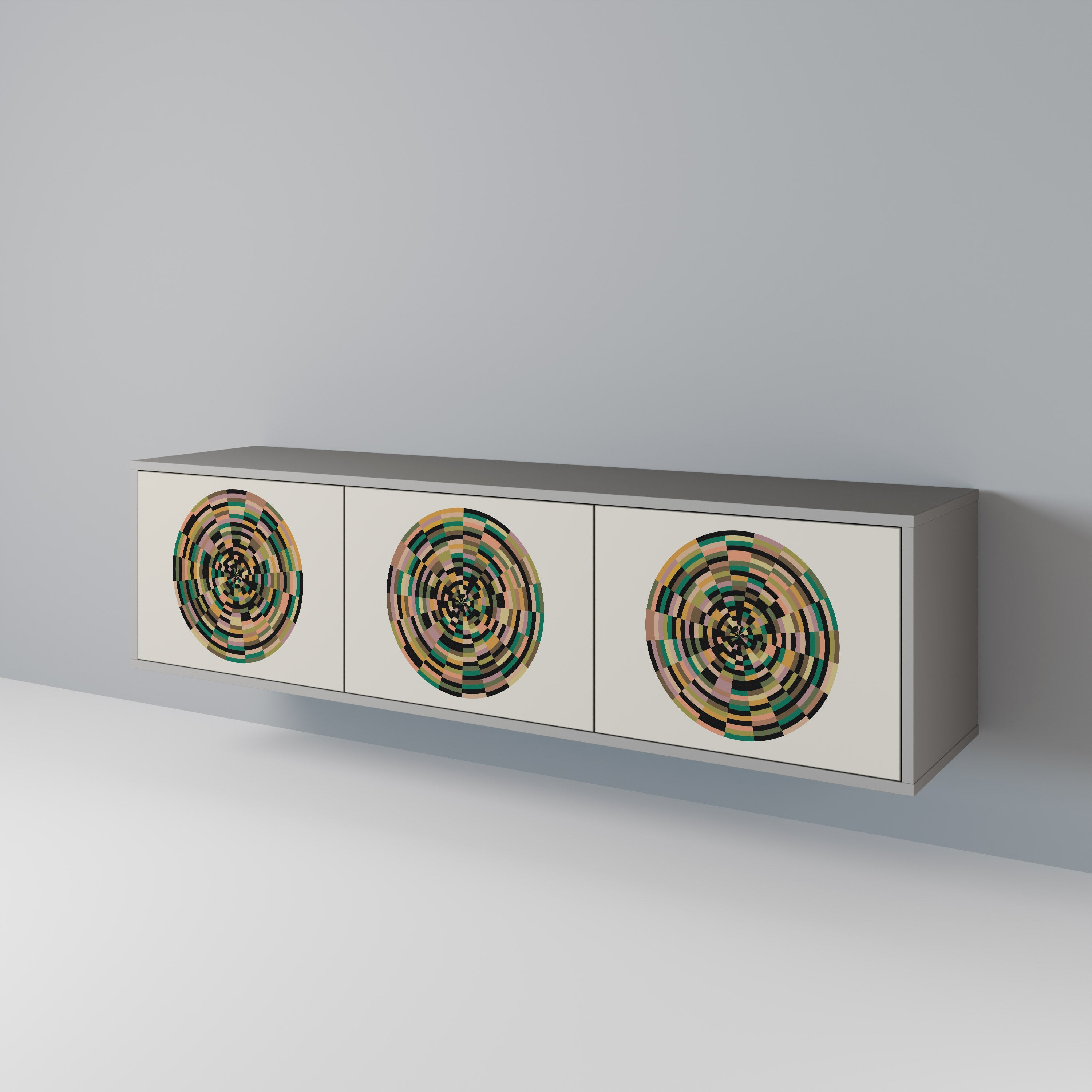 GREEN CIRCLES TV-bänk med 3 dörrar