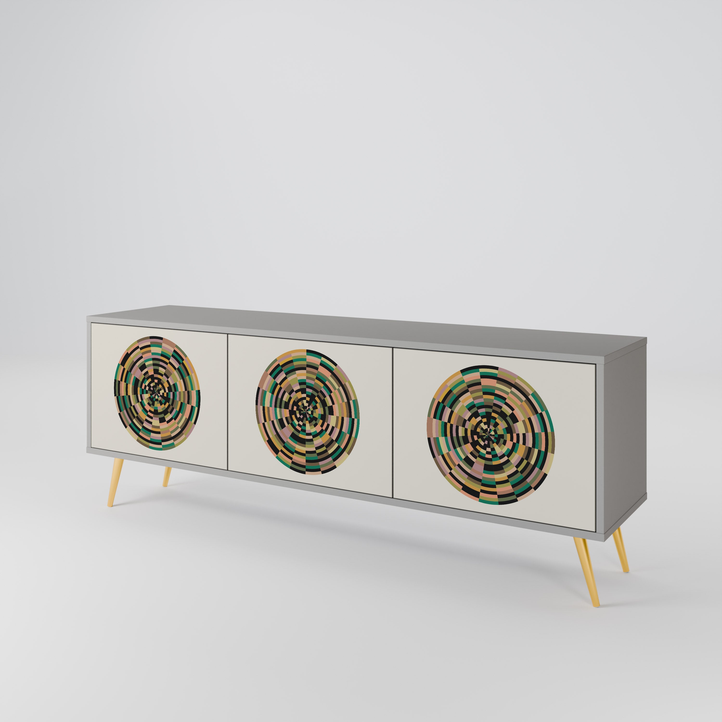 GREEN CIRCLES TV-bänk med 3 dörrar