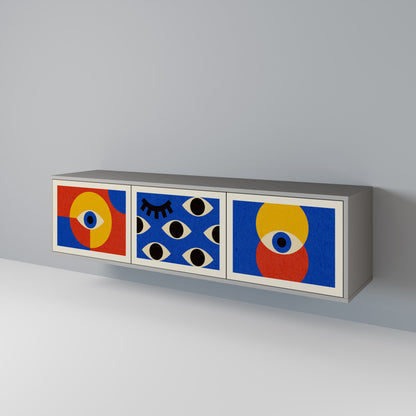 GEOMETRIC EYES Třídveřový TV stolek