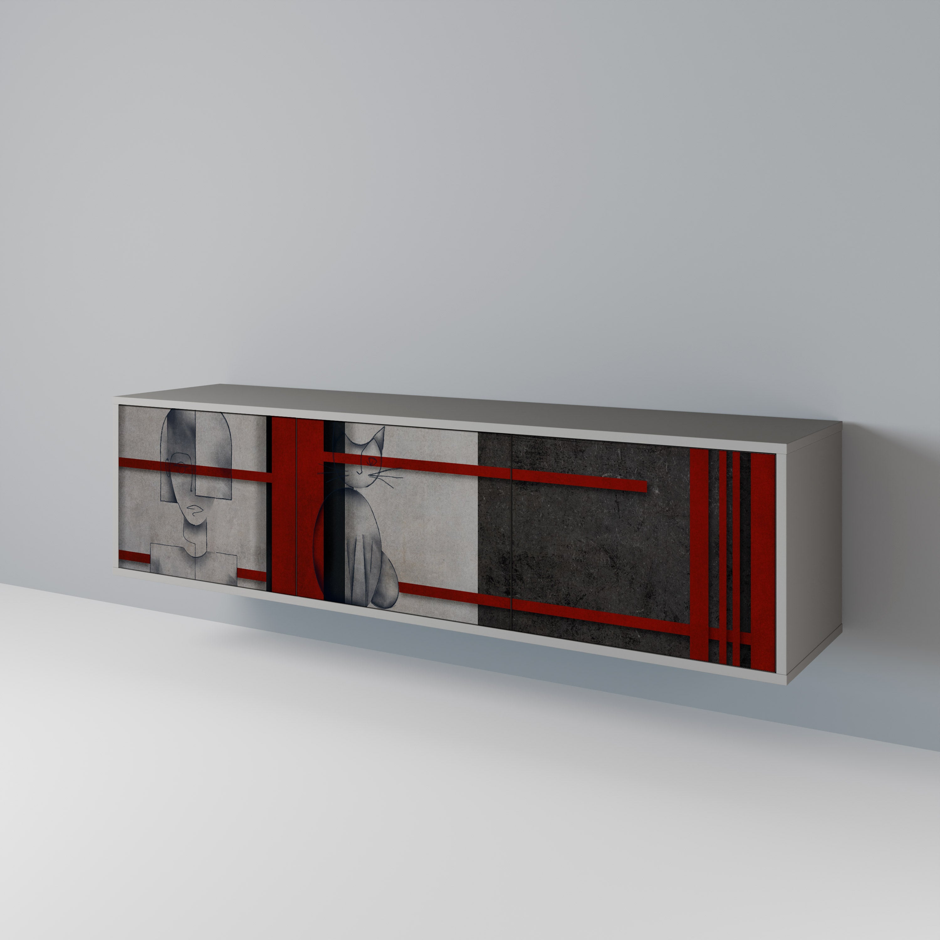 GRAY FIGURES Mueble de TV de 3 Puertas