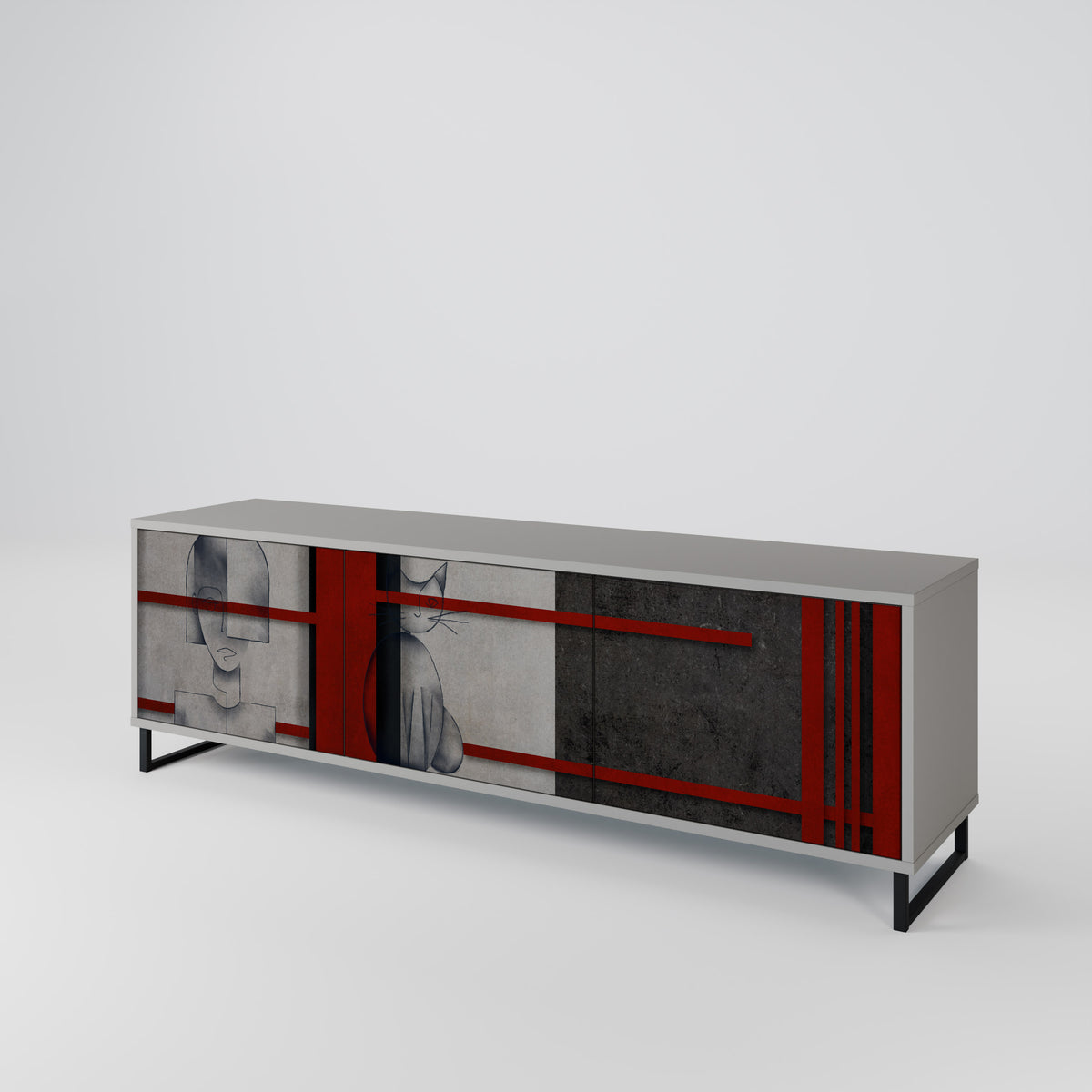 GRAY FIGURES 3-Door TV Cabinet