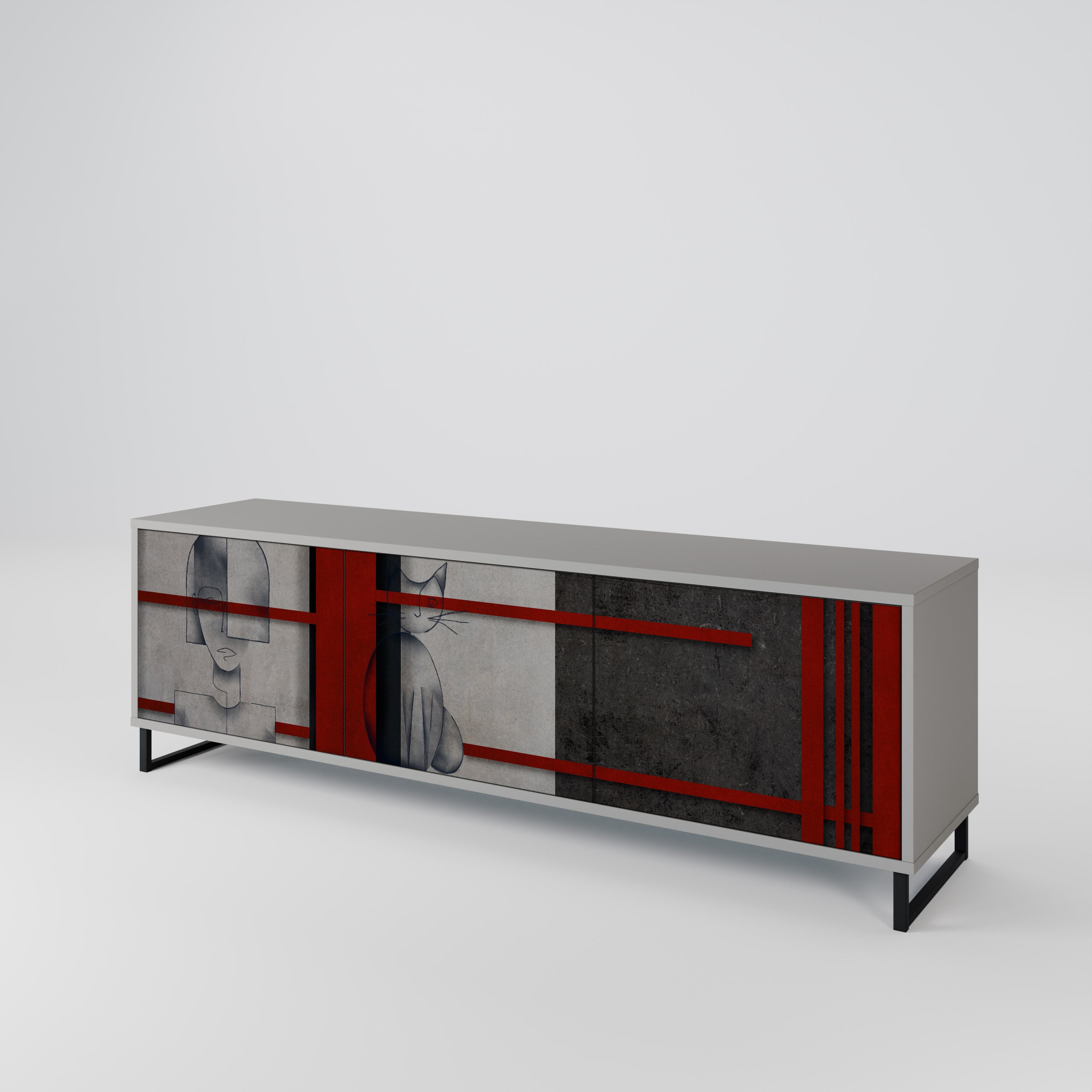 GRAY FIGURES Mueble de TV de 3 Puertas