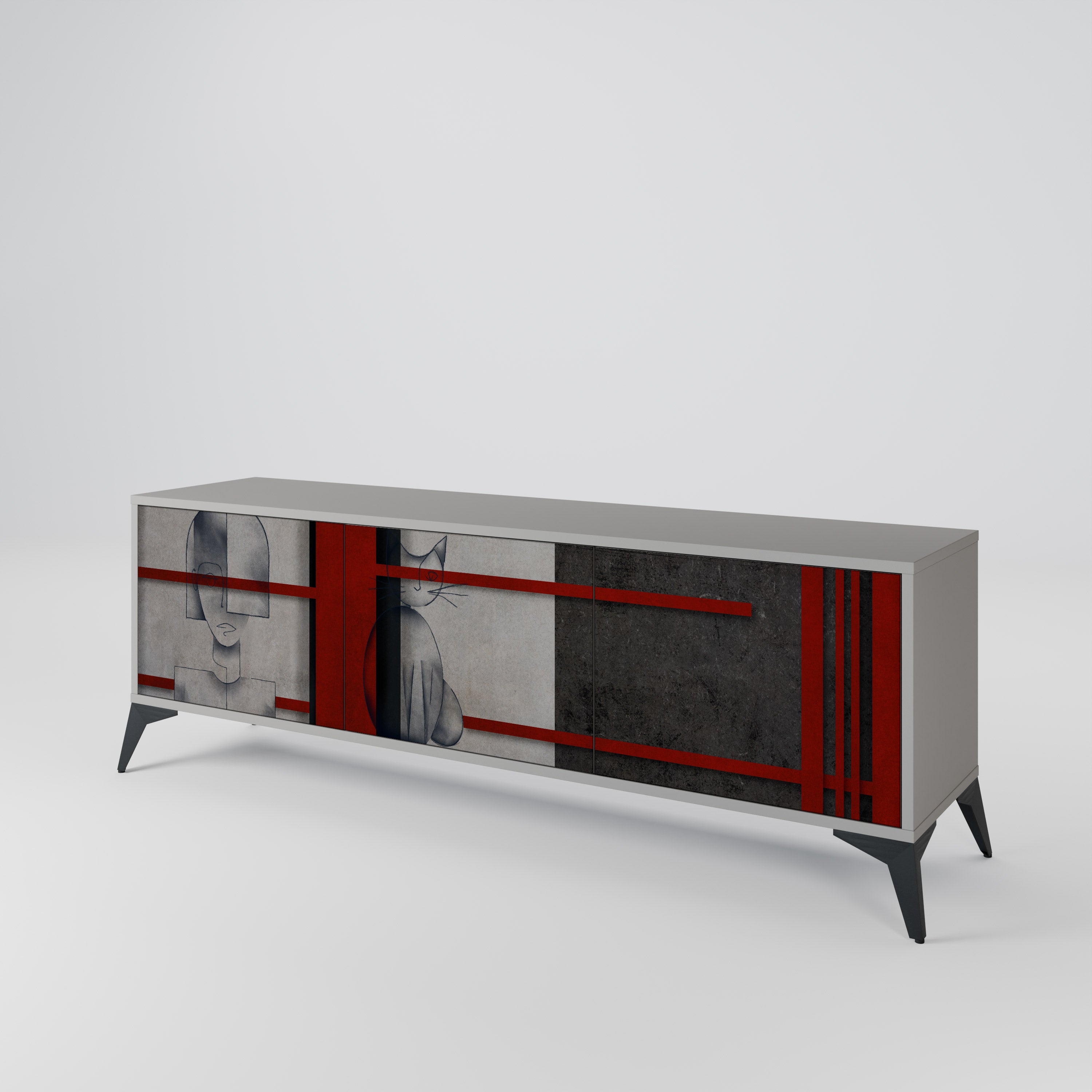 GRAY FIGURES Mueble de TV de 3 Puertas