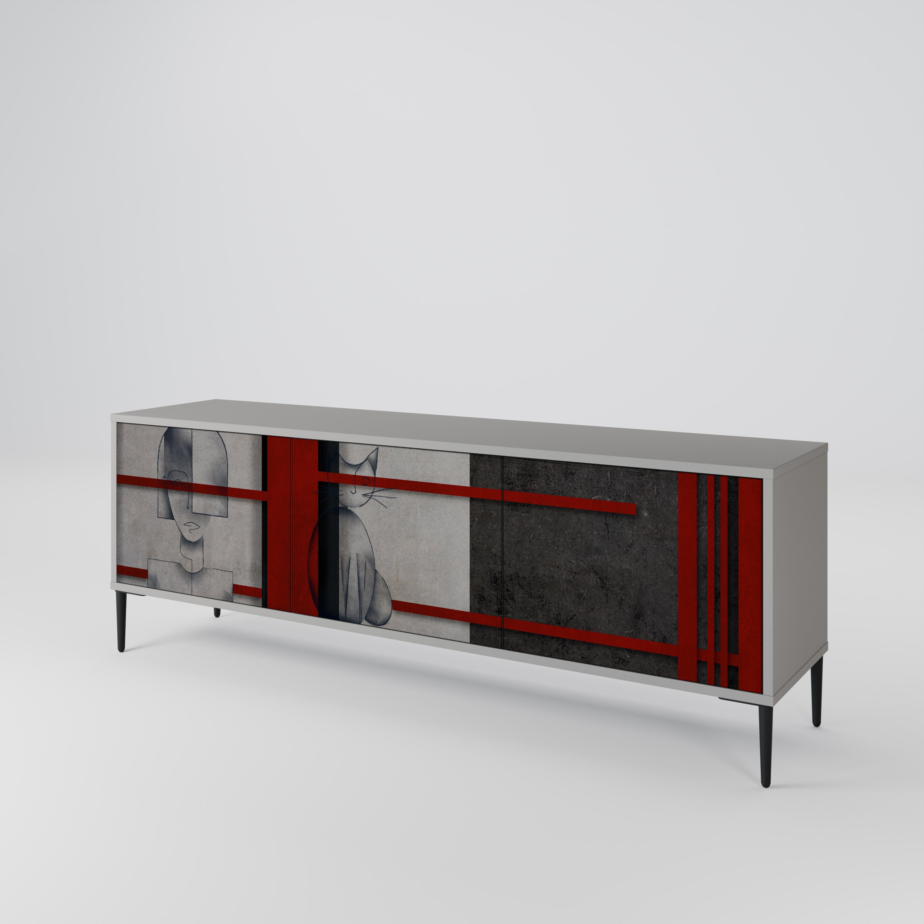 GRAY FIGURES Mueble de TV de 3 Puertas