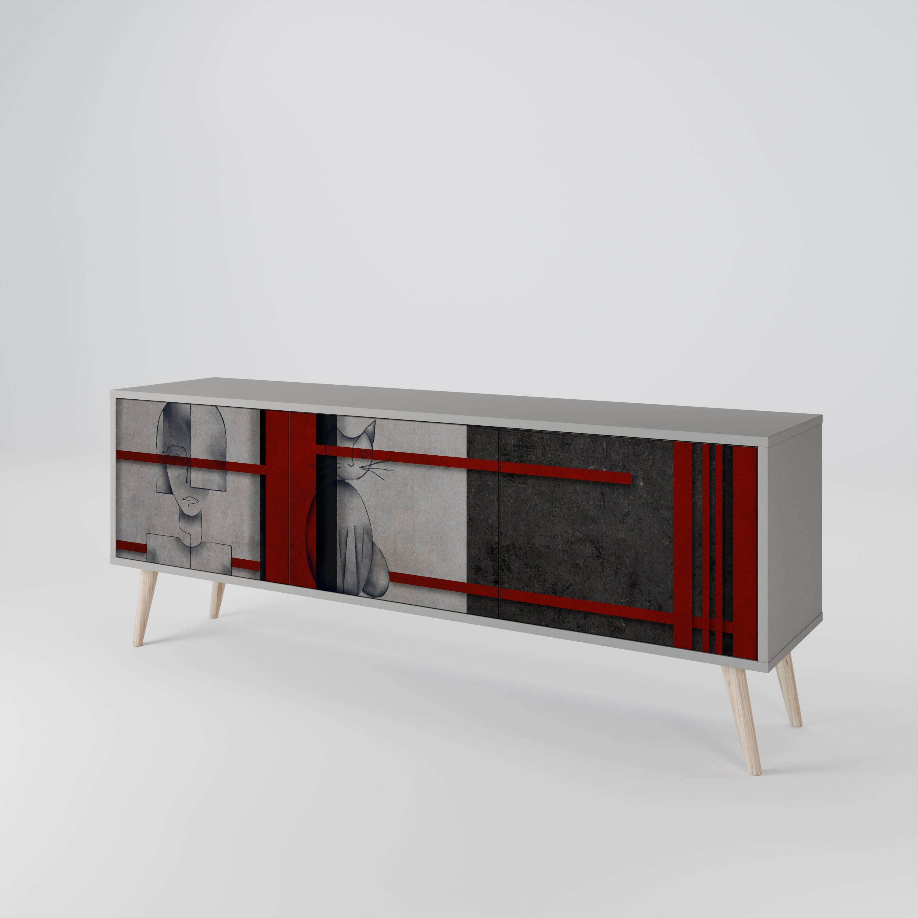 GRAY FIGURES Mueble de TV de 3 Puertas