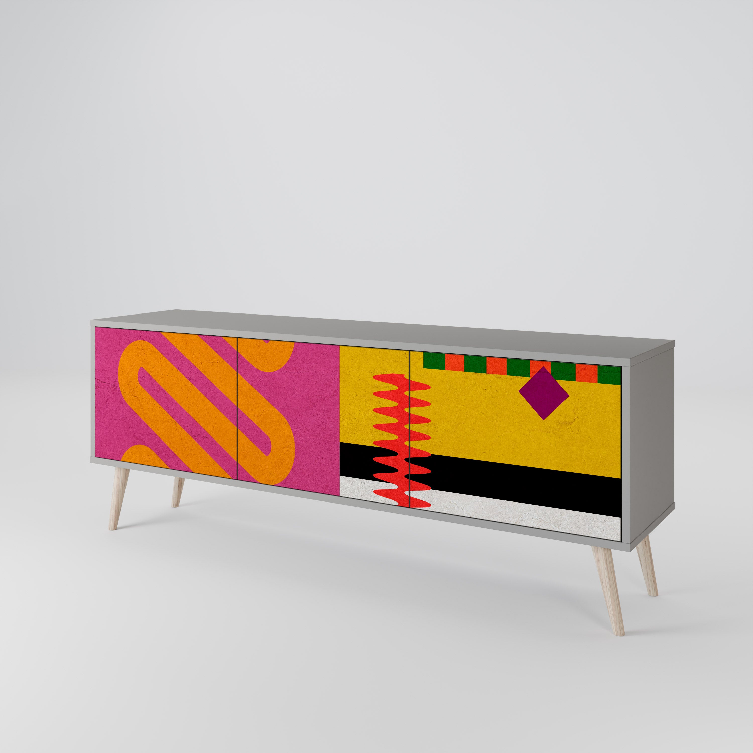 VIVID ART Mueble de TV de 3 Puertas