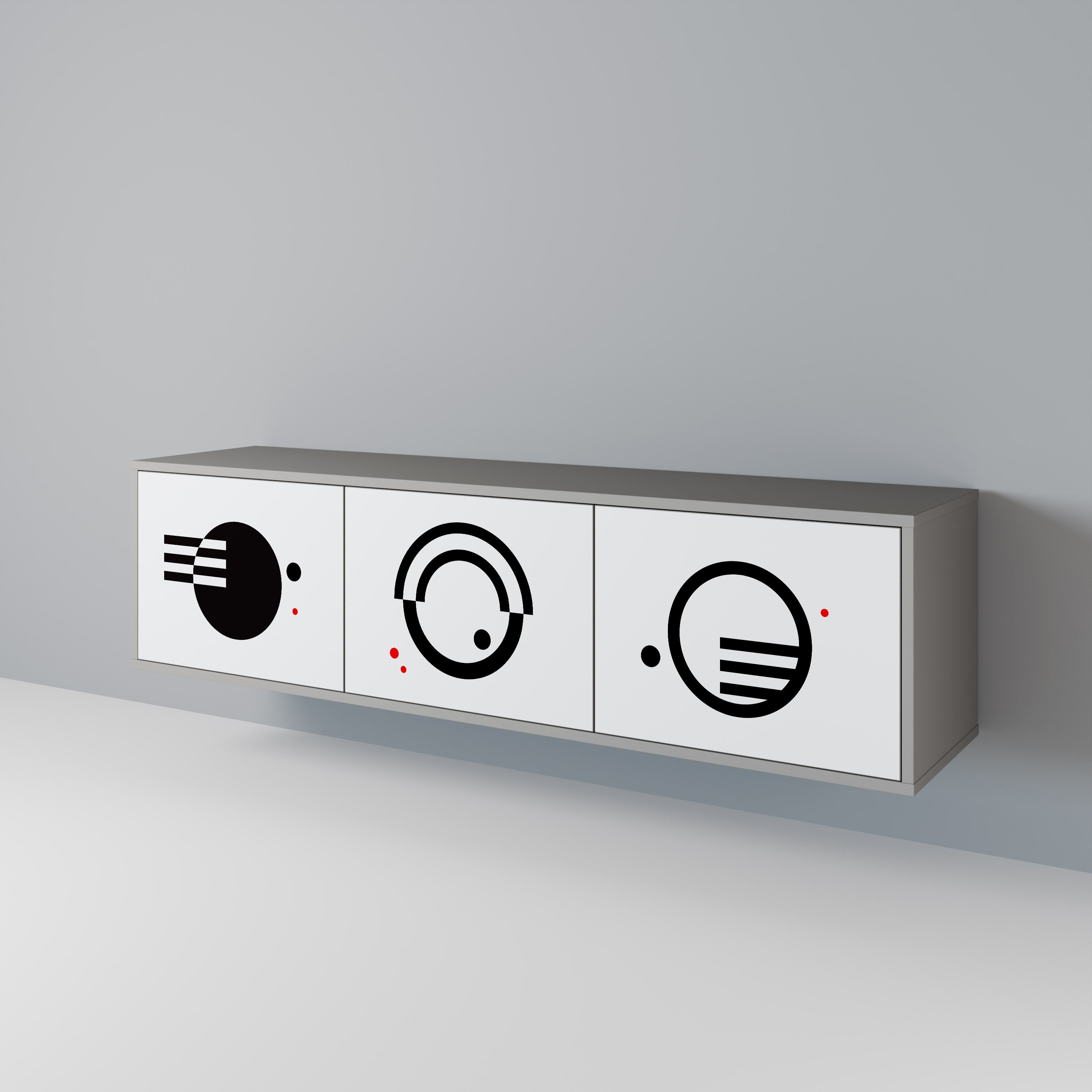 BLACK AND WHITE COMBINATION Mueble de TV de 3 Puertas