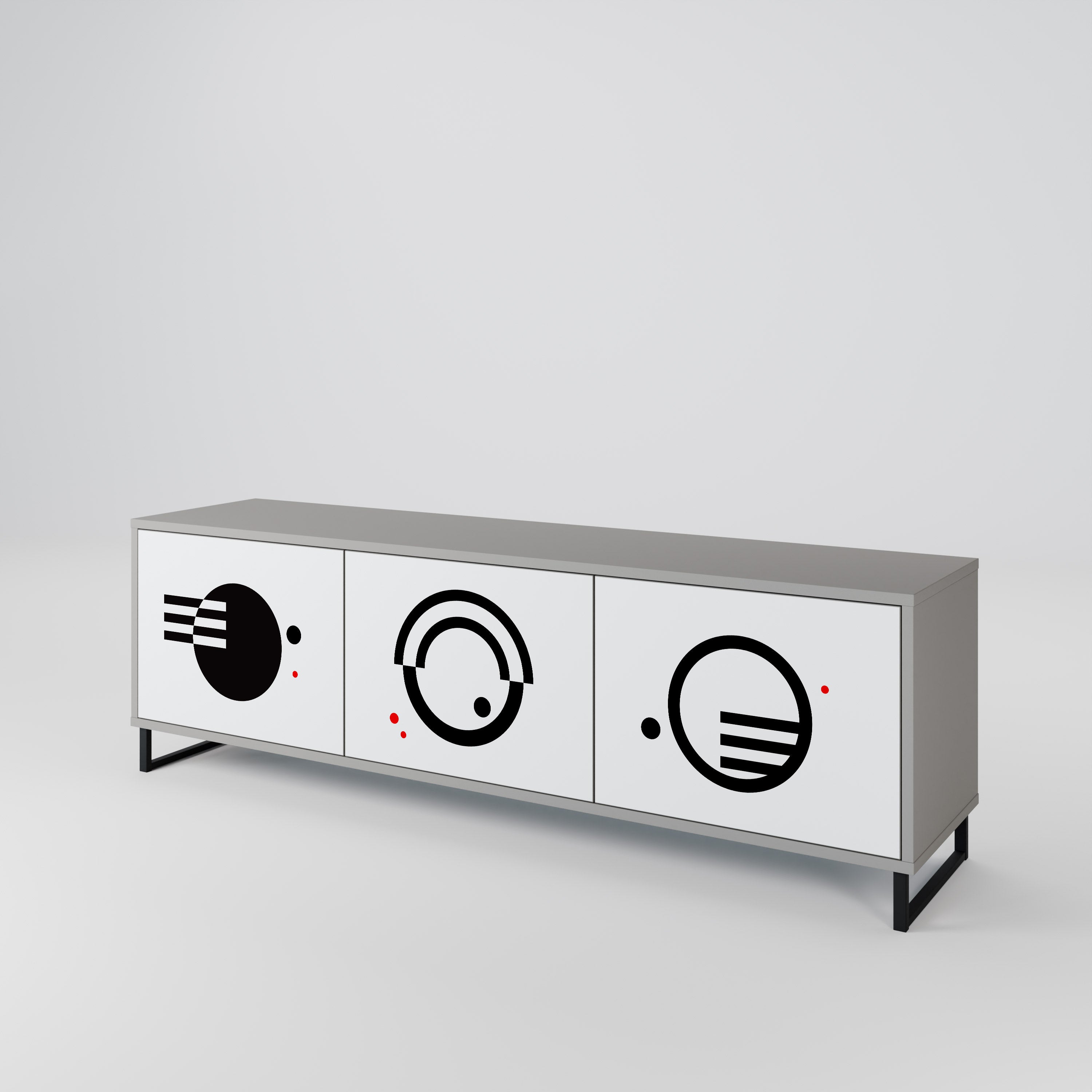 BLACK AND WHITE COMBINATION Mueble de TV de 3 Puertas