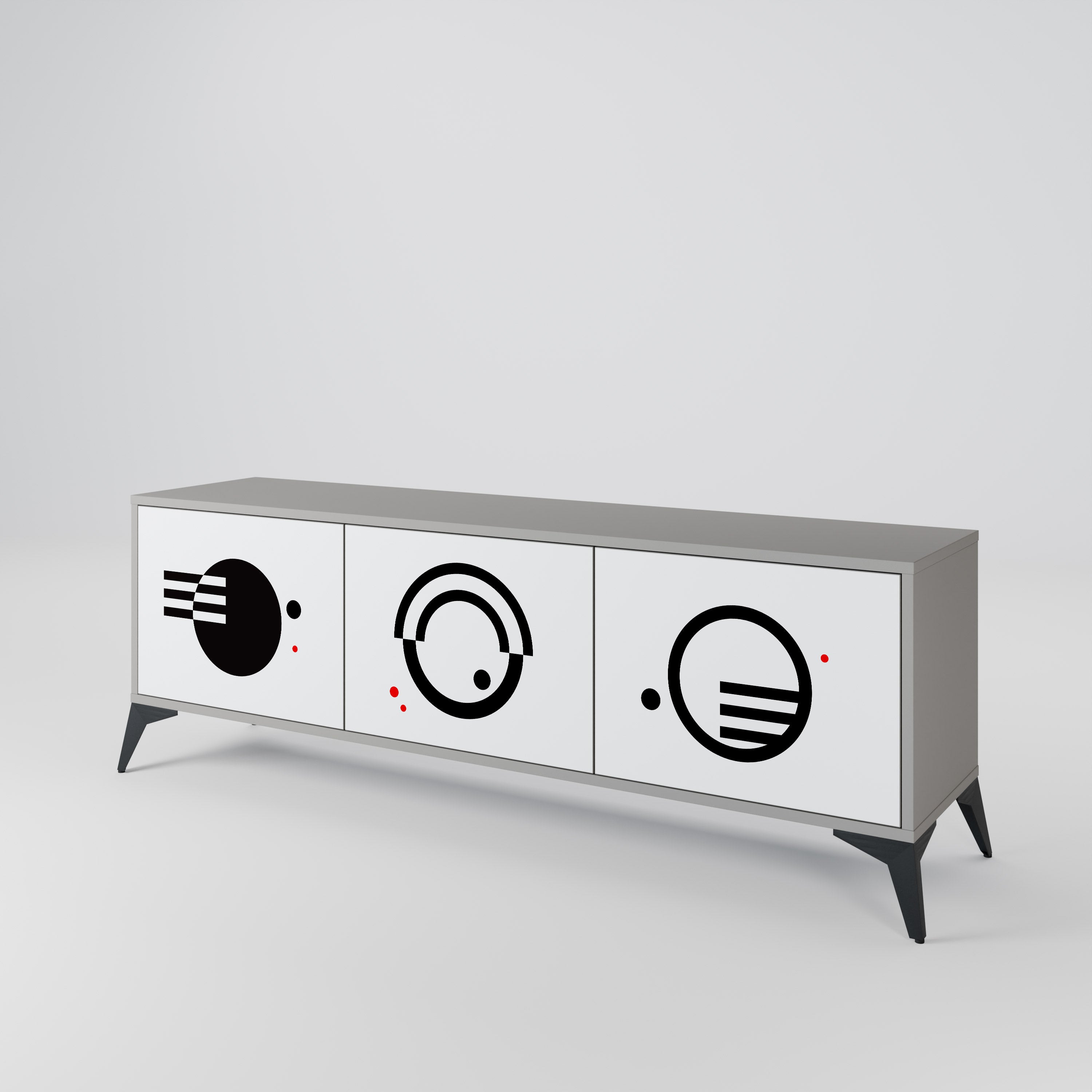BLACK AND WHITE COMBINATION Mueble de TV de 3 Puertas