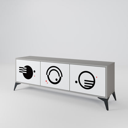 BLACK AND WHITE COMBINATION TV-bänk med 3 dörrar