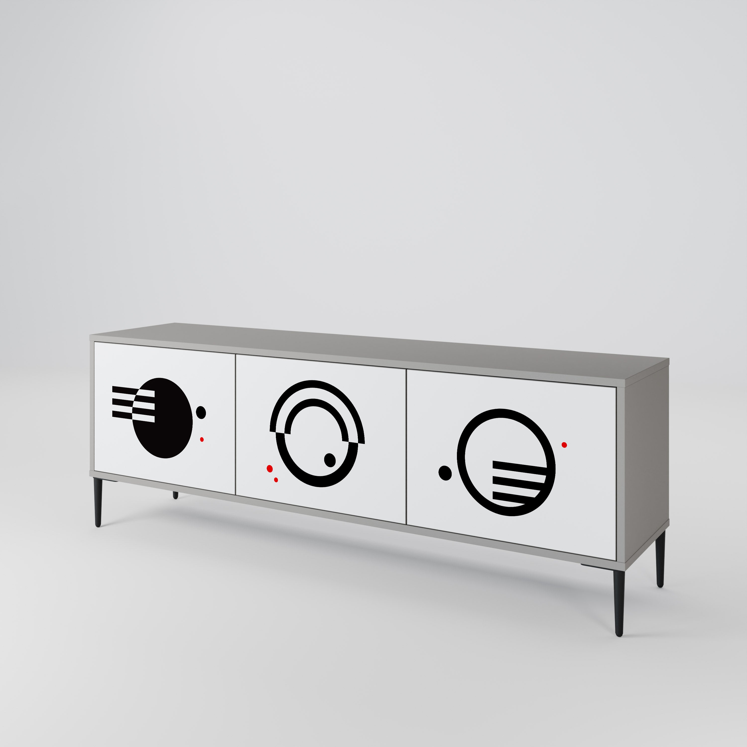 BLACK AND WHITE COMBINATION Mueble de TV de 3 Puertas