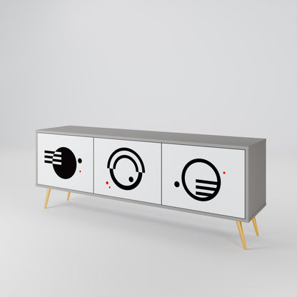 BLACK AND WHITE COMBINATION TV-bänk med 3 dörrar