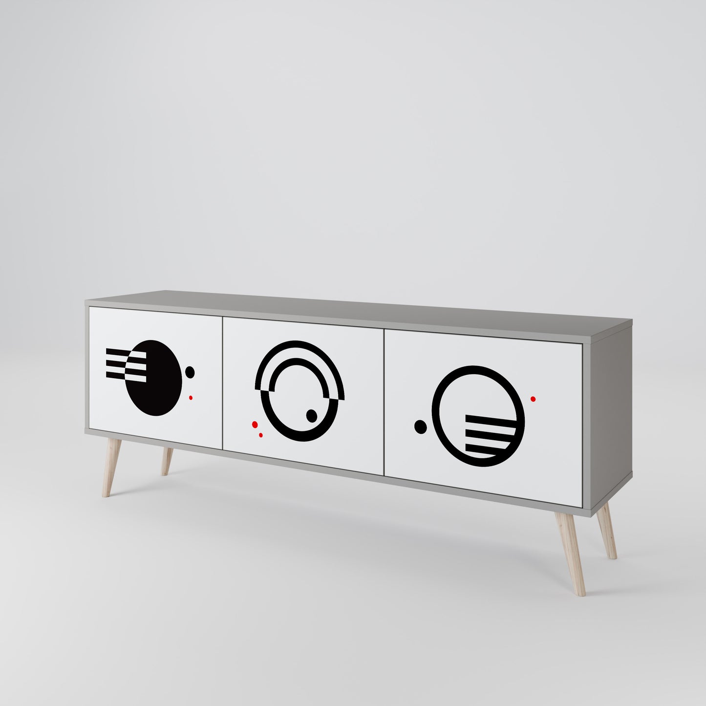 BLACK AND WHITE COMBINATION TV-bänk med 3 dörrar