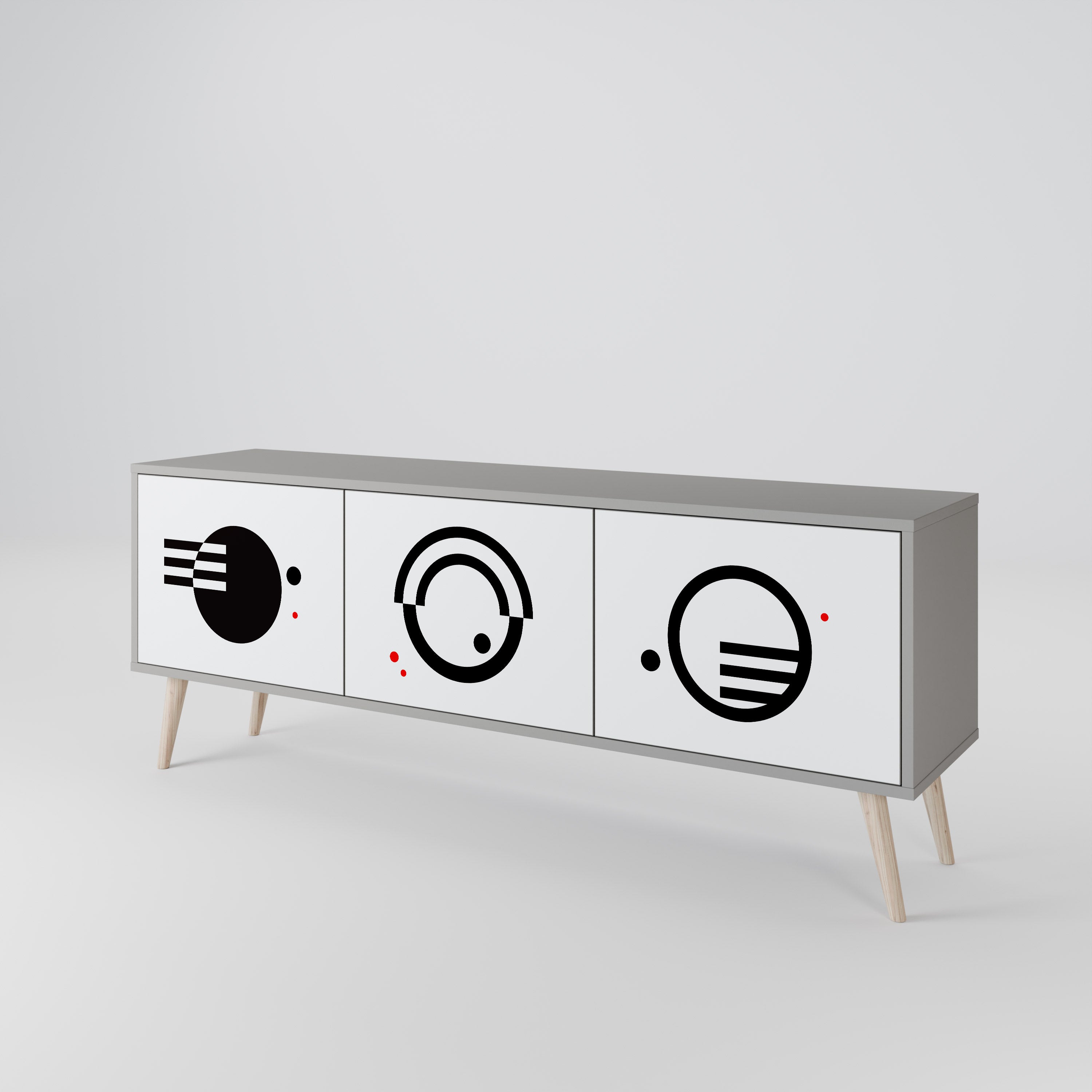 BLACK AND WHITE COMBINATION Mueble de TV de 3 Puertas