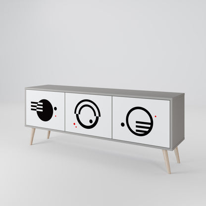 BLACK AND WHITE COMBINATION TV-bänk med 3 dörrar