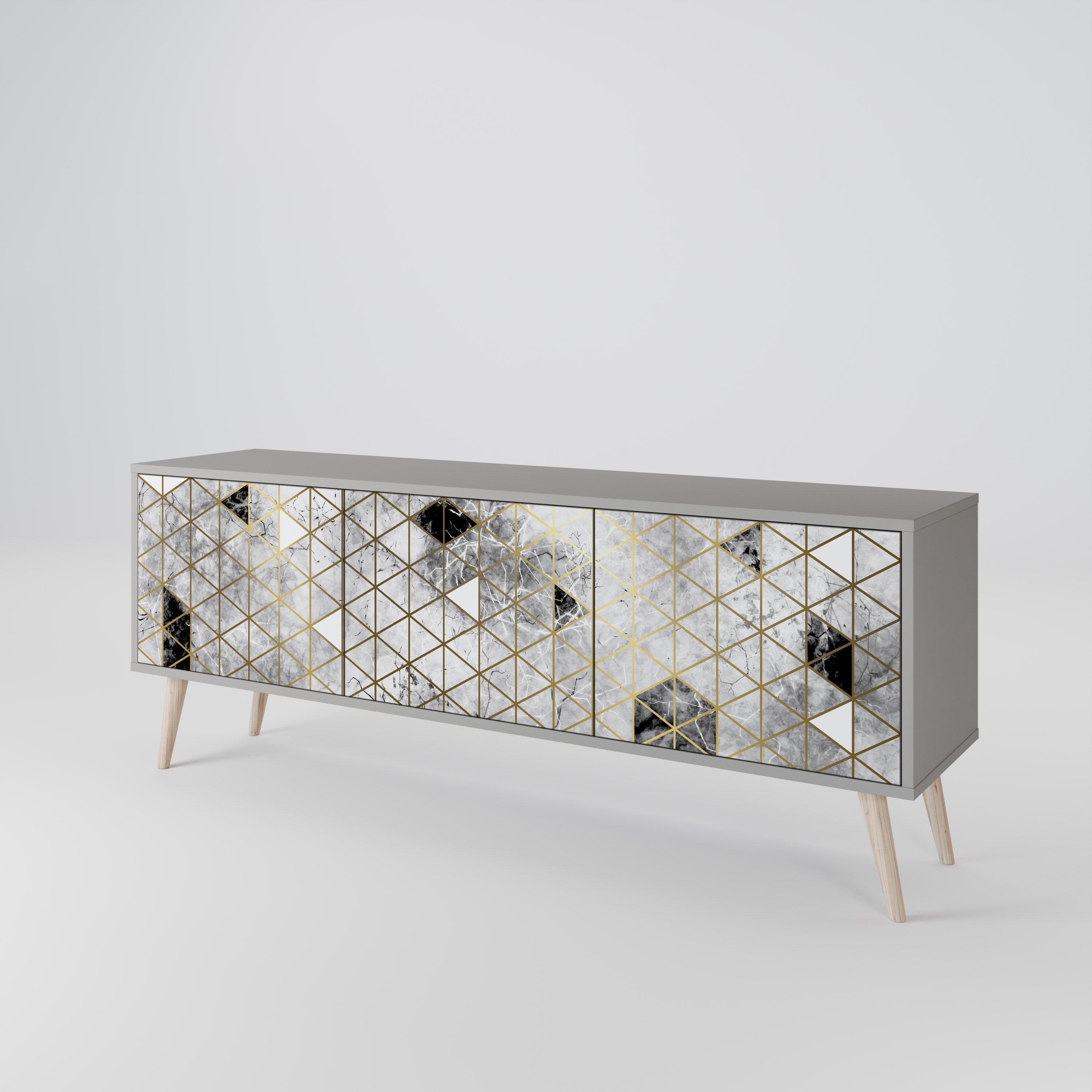 ASHEN ARIA Mueble de TV de 3 Puertas