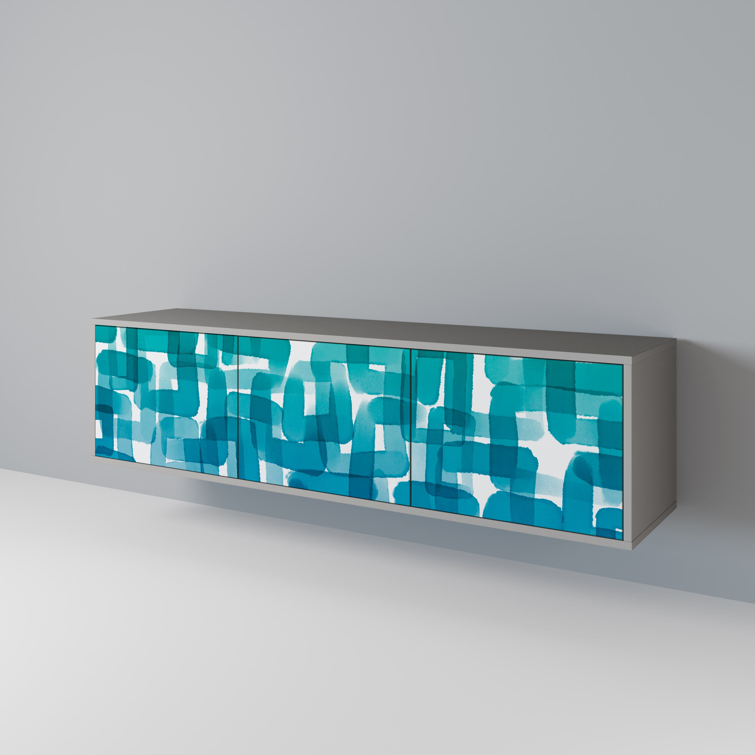 TURQUOISE RECTANGLES Mueble de TV de 3 Puertas