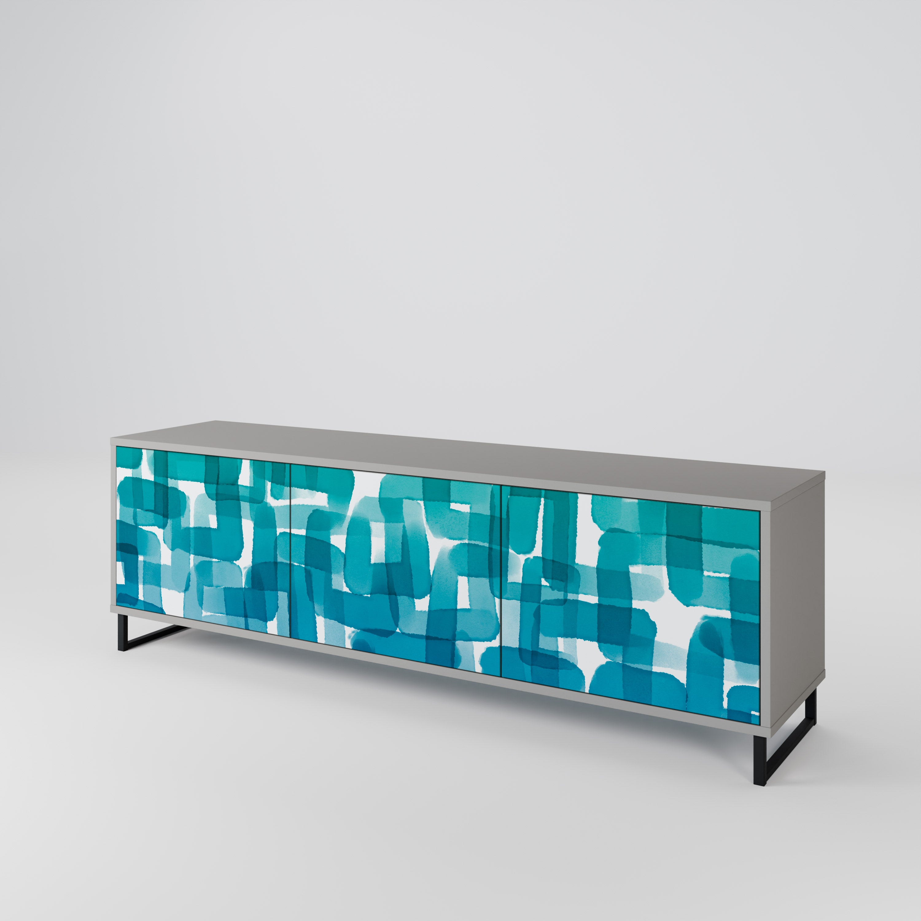 TURQUOISE RECTANGLES Mueble de TV de 3 Puertas