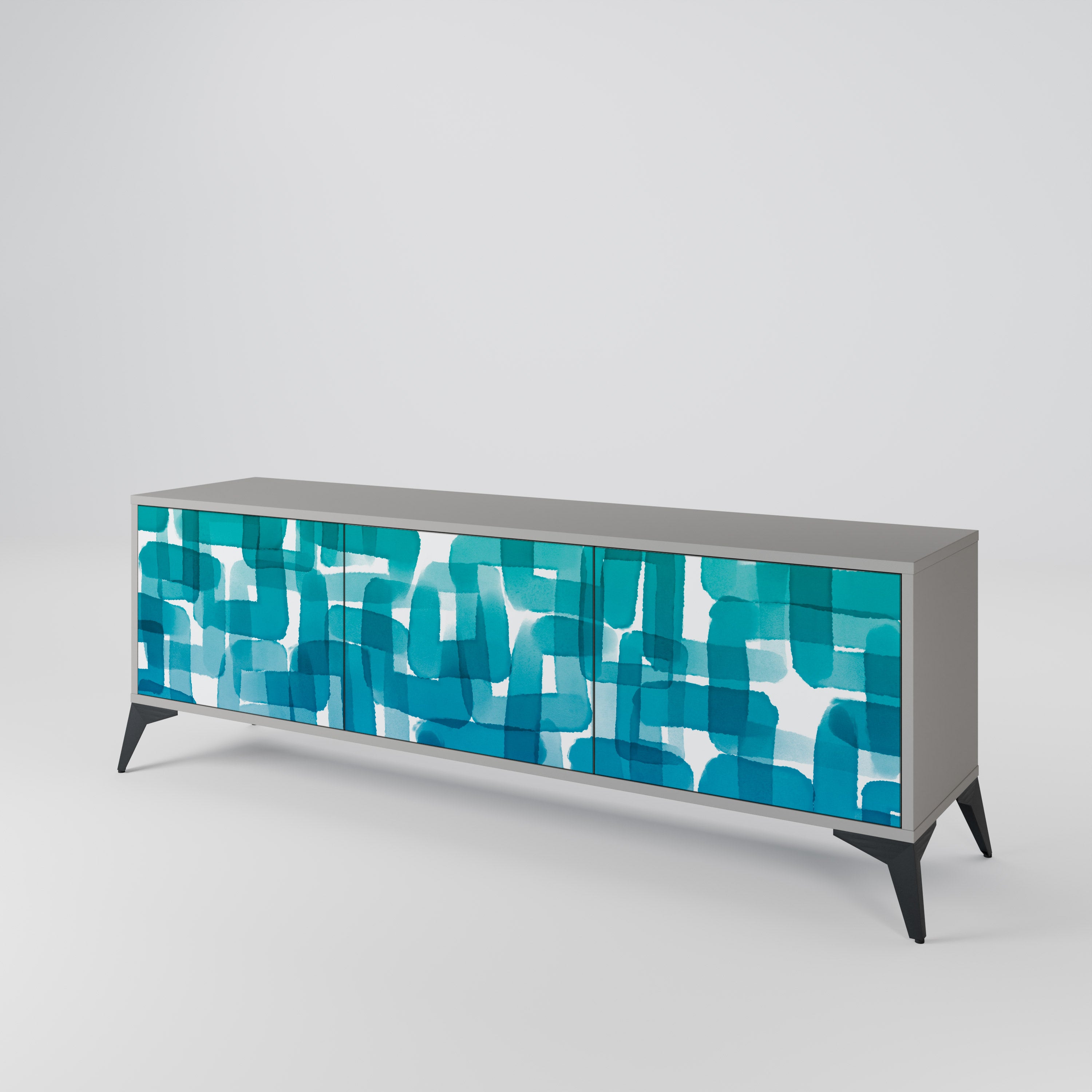 TURQUOISE RECTANGLES Mueble de TV de 3 Puertas