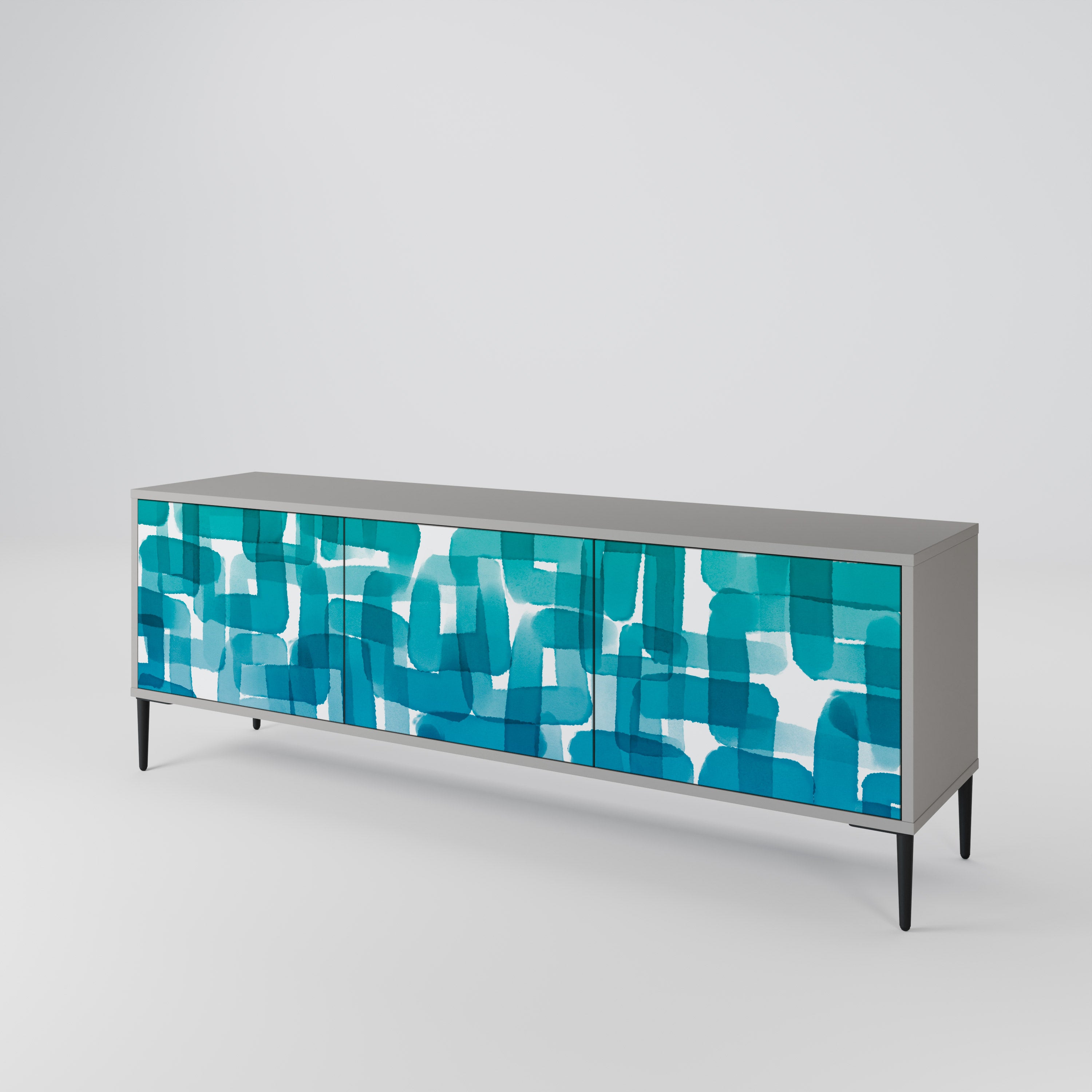 TURQUOISE RECTANGLES Mueble de TV de 3 Puertas
