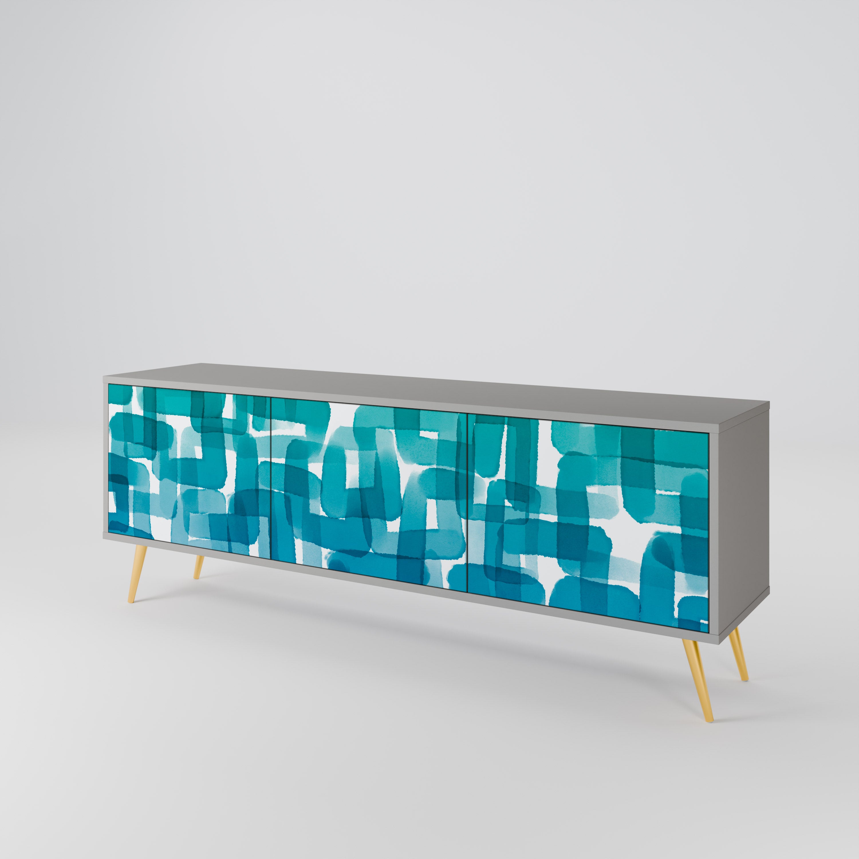 TURQUOISE RECTANGLES Mueble de TV de 3 Puertas