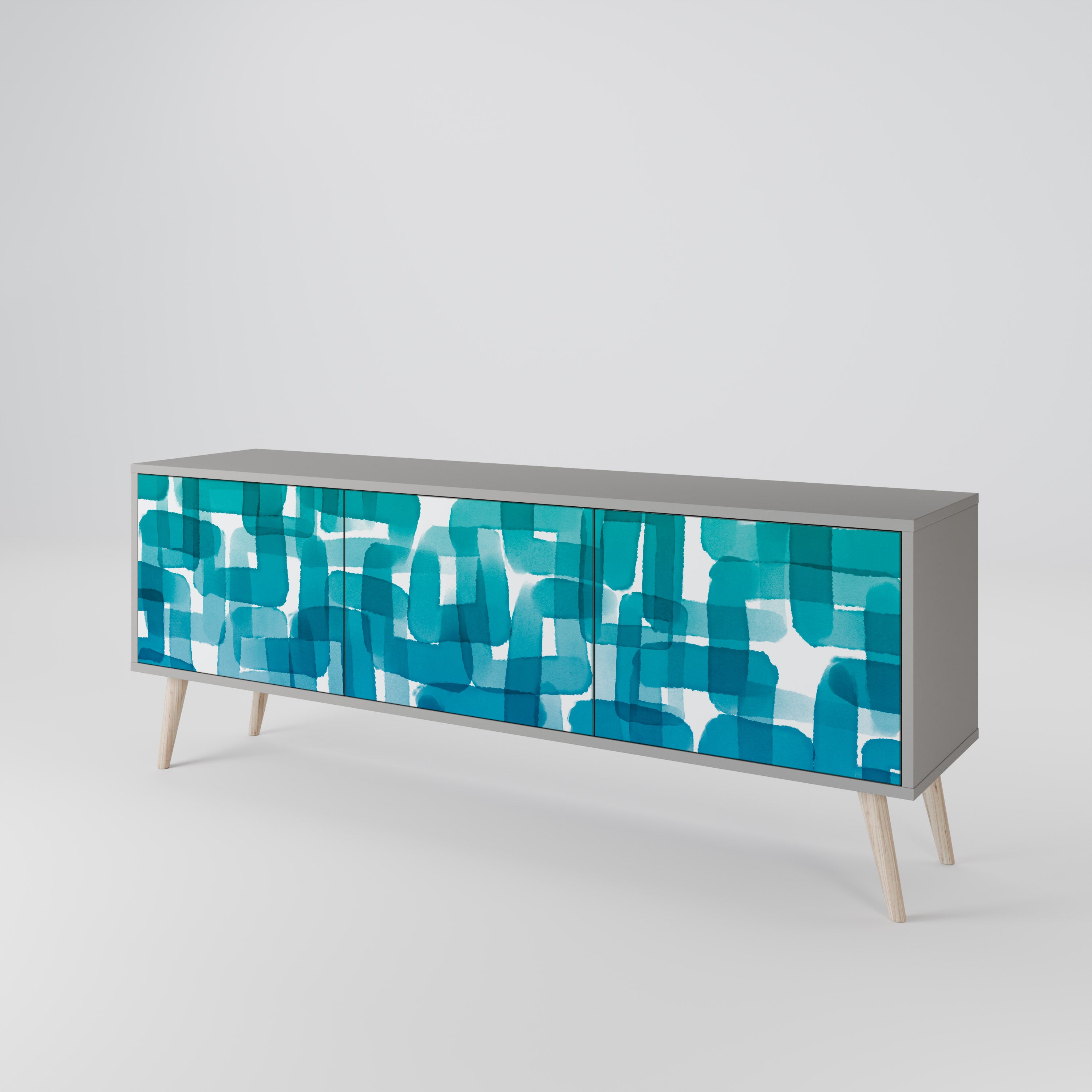 TURQUOISE RECTANGLES Mueble de TV de 3 Puertas