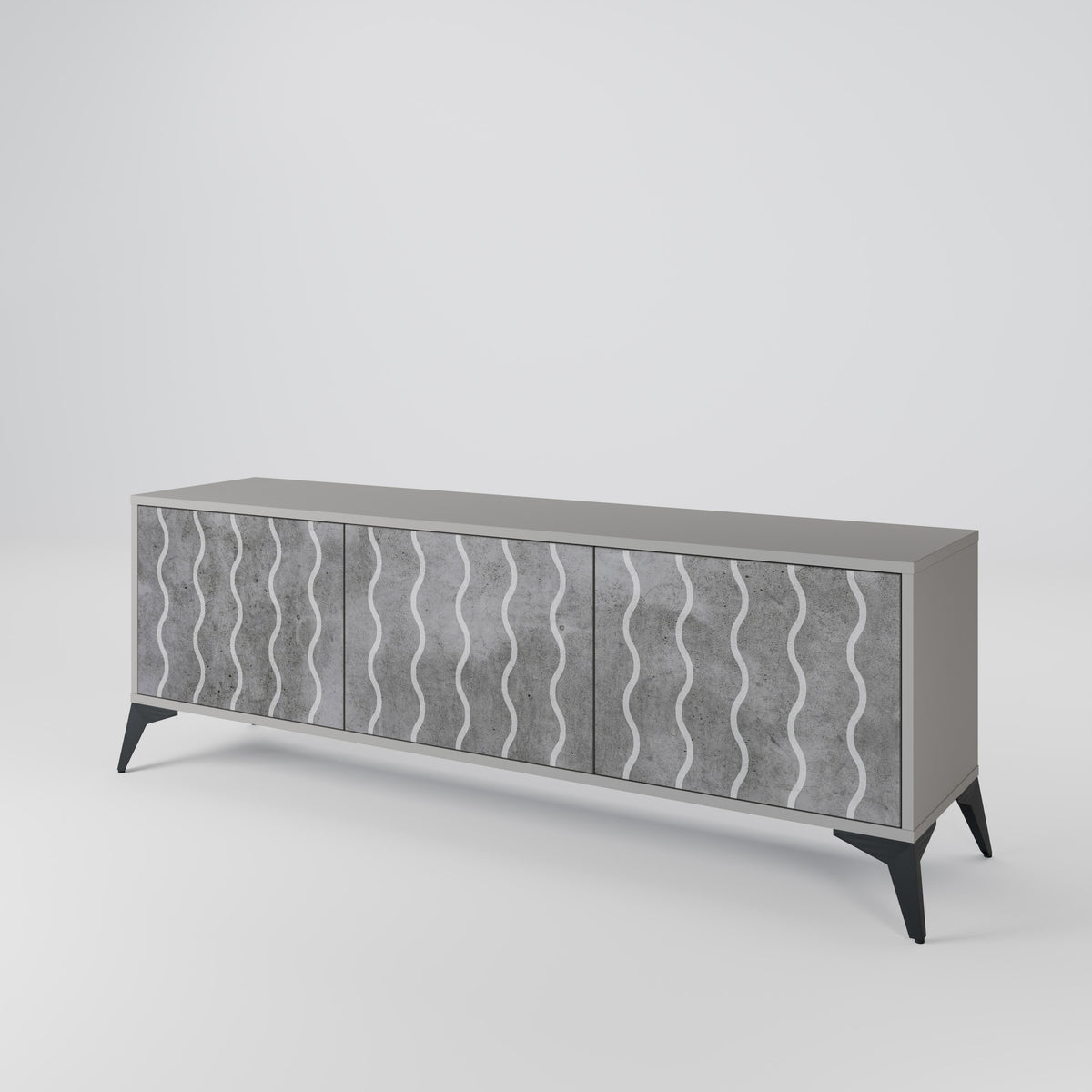 WAVES OF CONCRETE 3-Door TV Cabinet