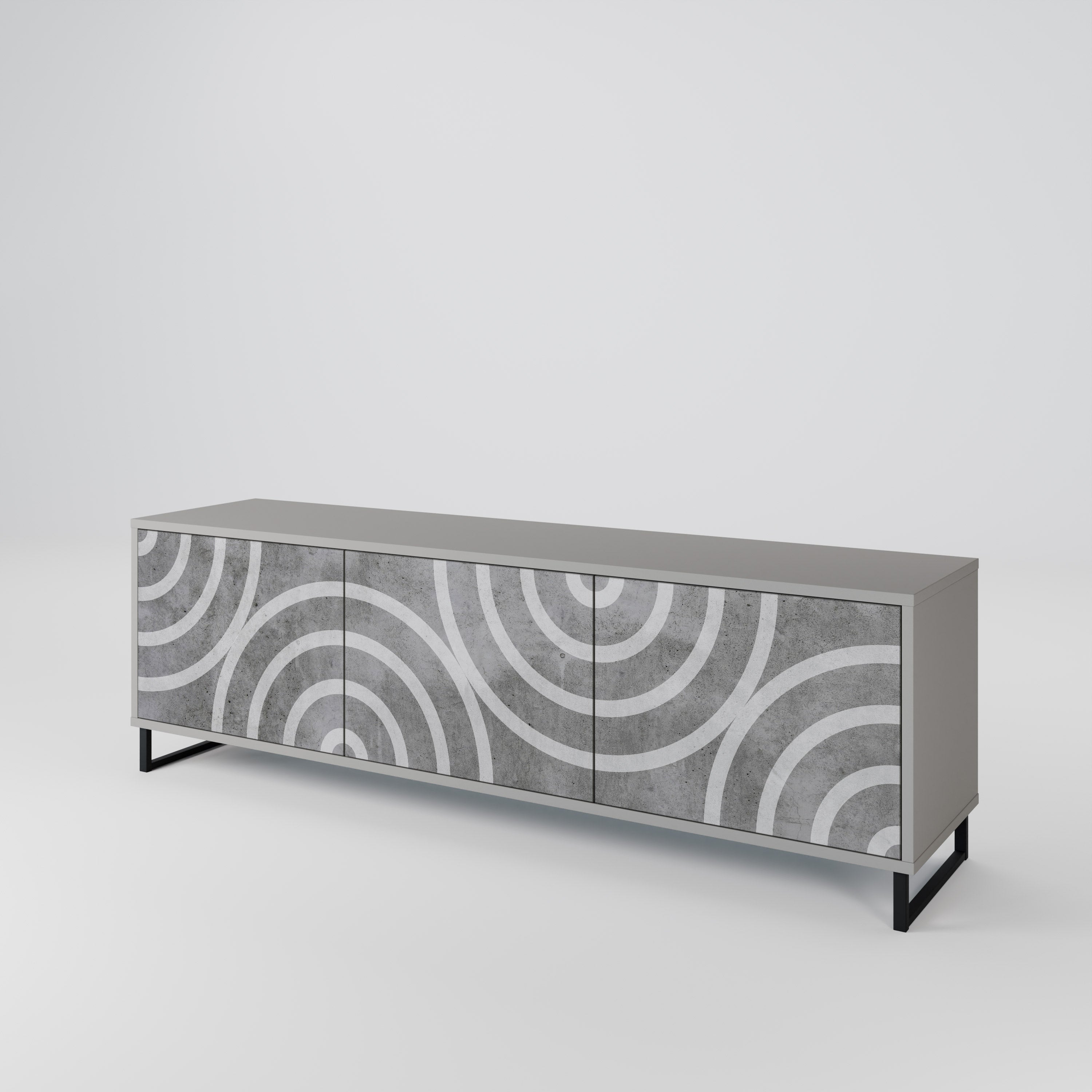 CIRCLE CONCRETE Třídveřový TV stolek