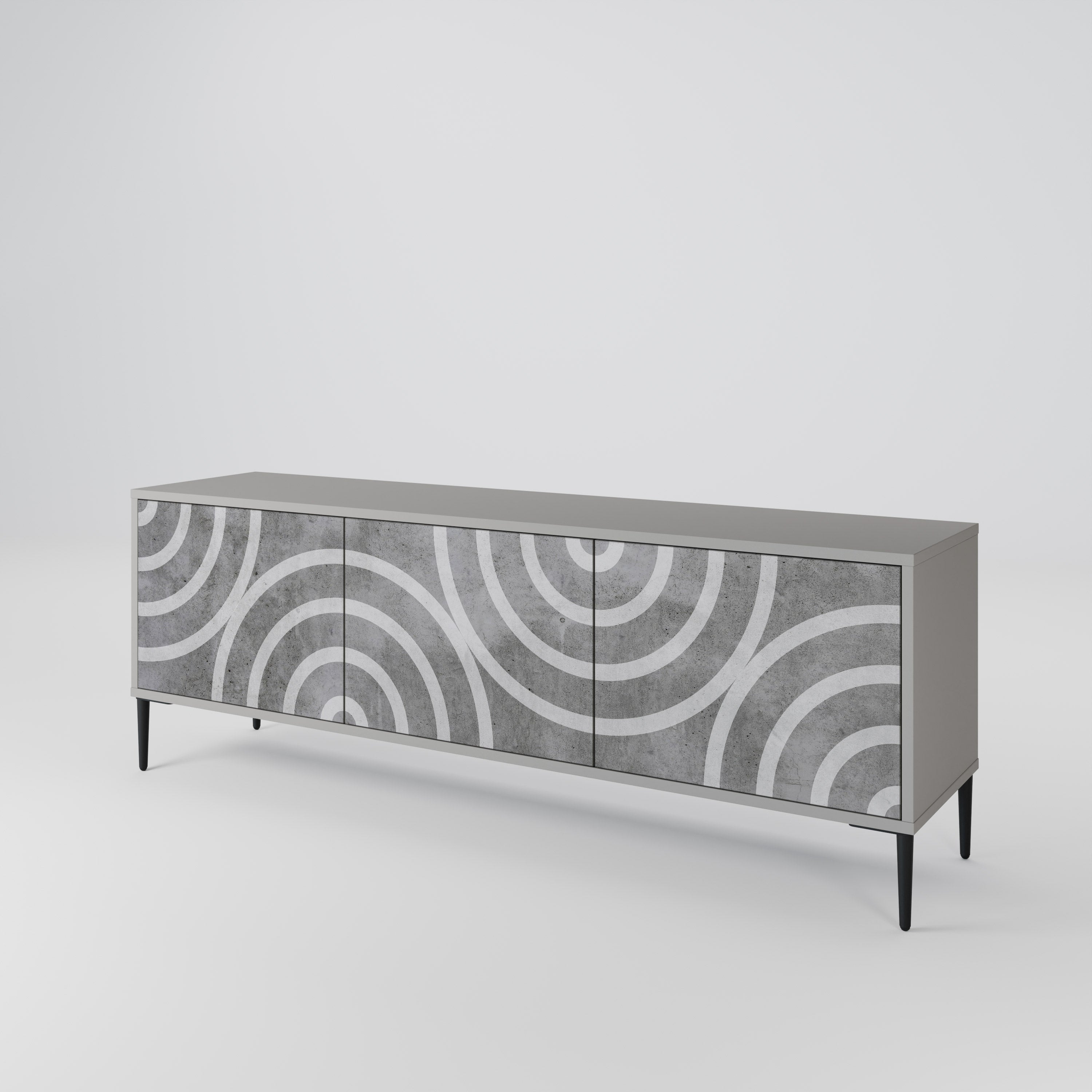 CIRCLE CONCRETE Třídveřový TV stolek